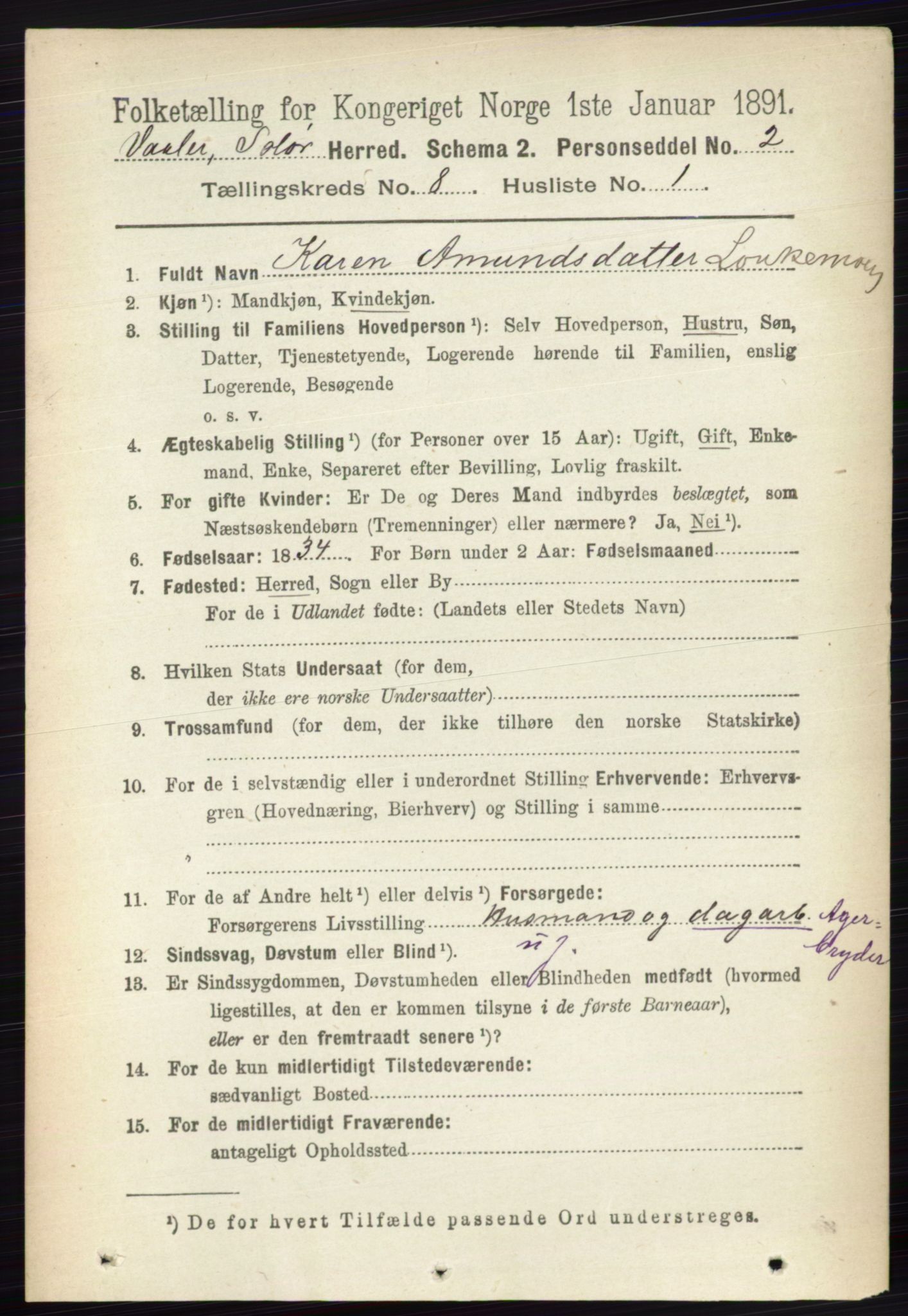 RA, 1891 census for 0426 Våler, 1891, p. 3353