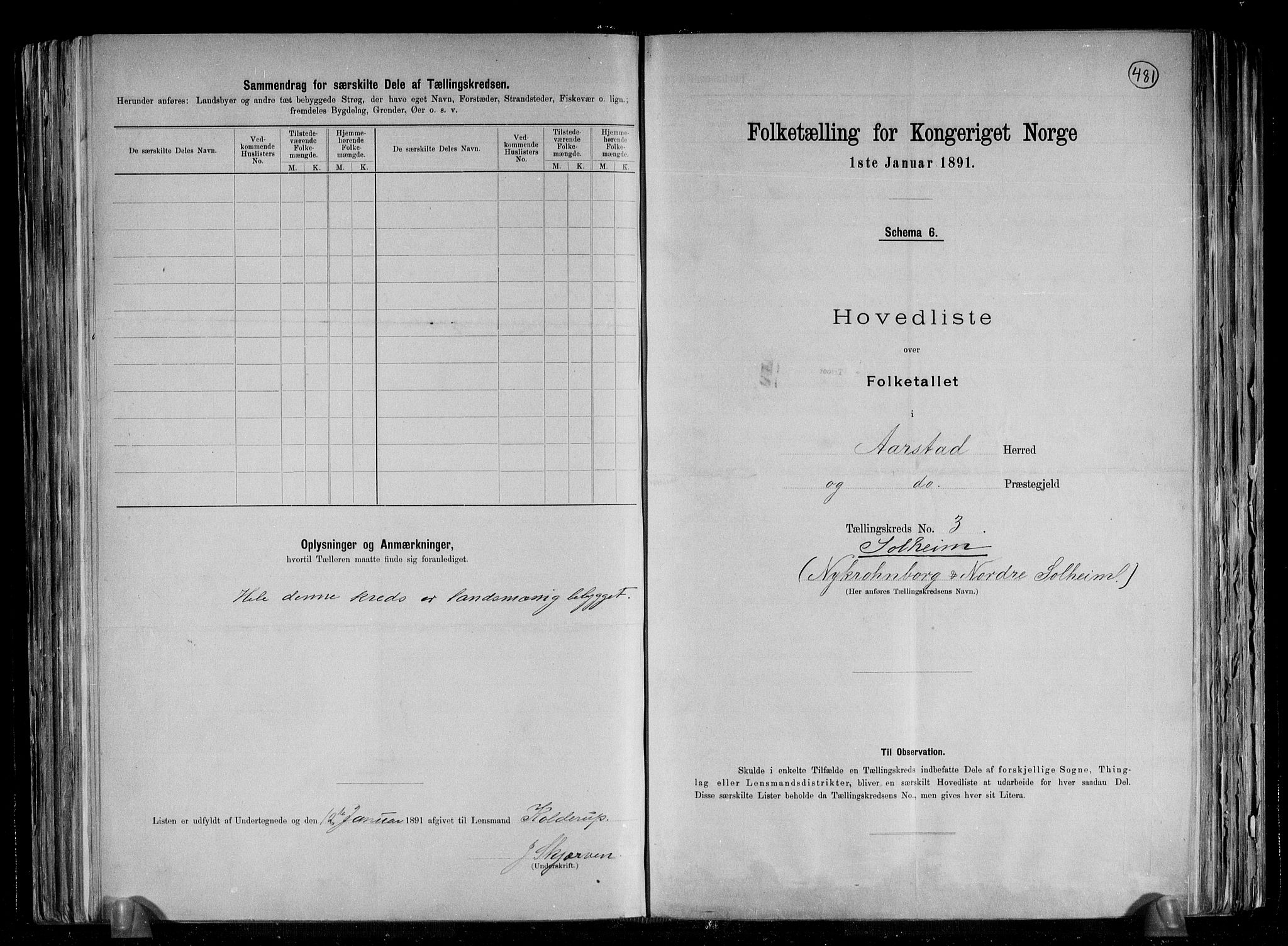 SAB, 1891 Census for 1280 Årstad, 1891, p. 9