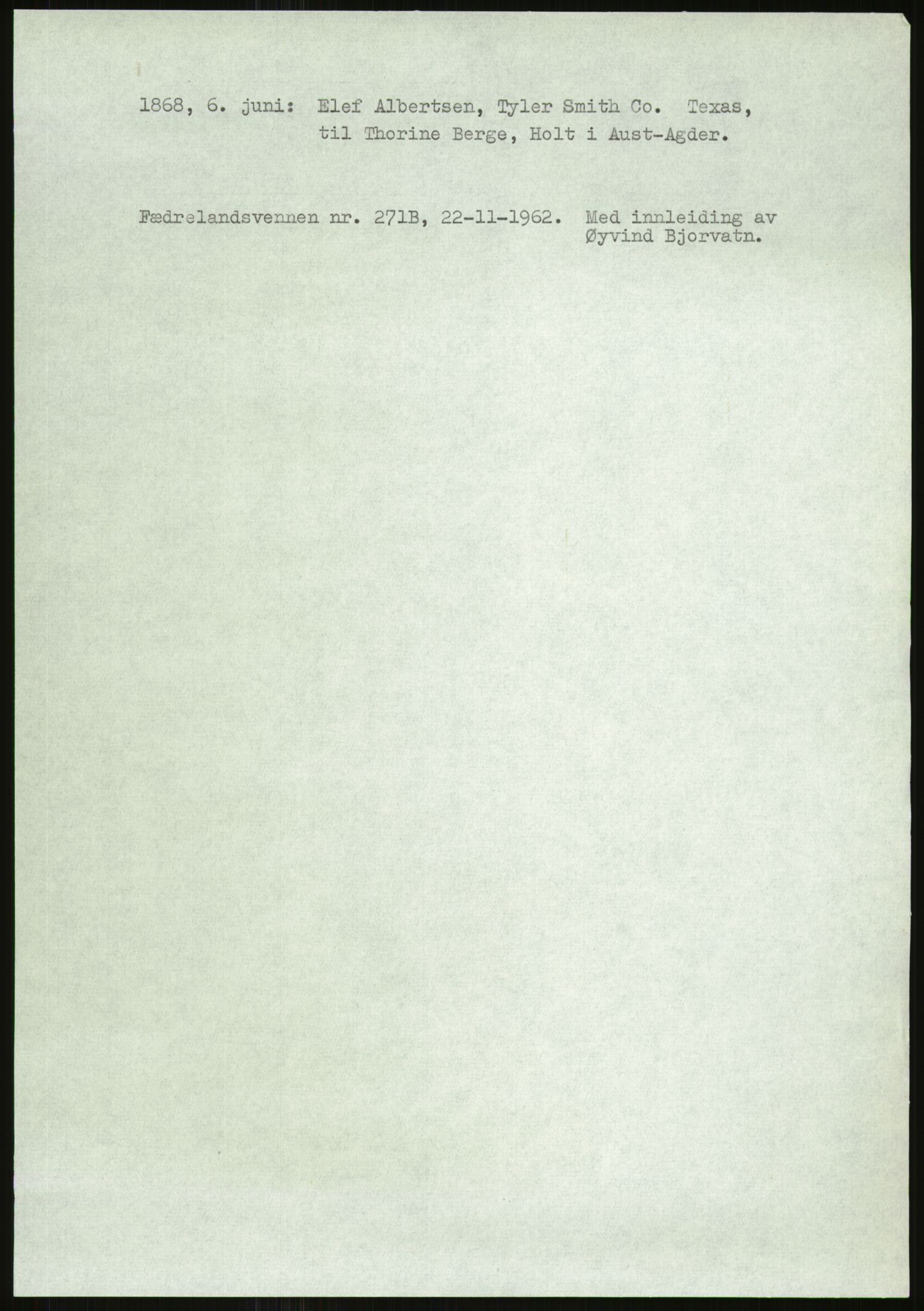 Samlinger til kildeutgivelse, Amerikabrevene, RA/EA-4057/F/L0026: Innlån fra Aust-Agder: Aust-Agder-Arkivet - Erickson, 1838-1914, p. 897