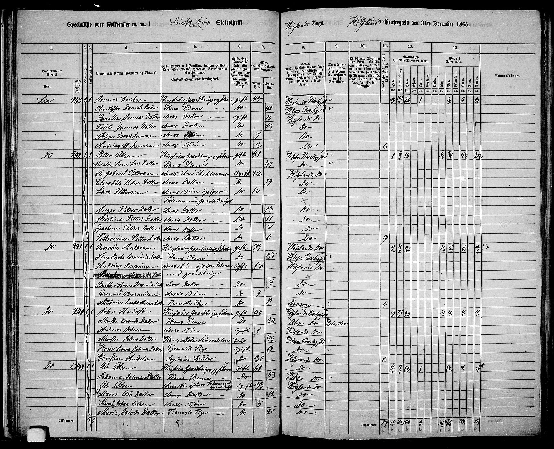 RA, 1865 census for Høyland, 1865, p. 34