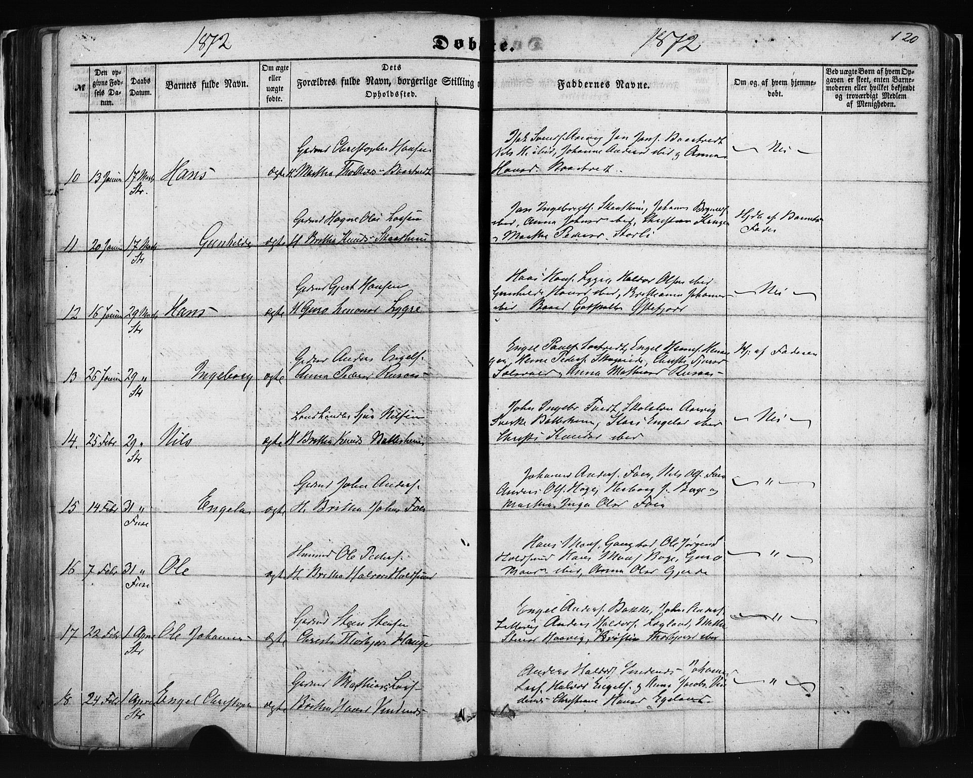 Fusa sokneprestembete, AV/SAB-A-75401/H/Haa: Parish register (official) no. A 1I, 1855-1879, p. 120