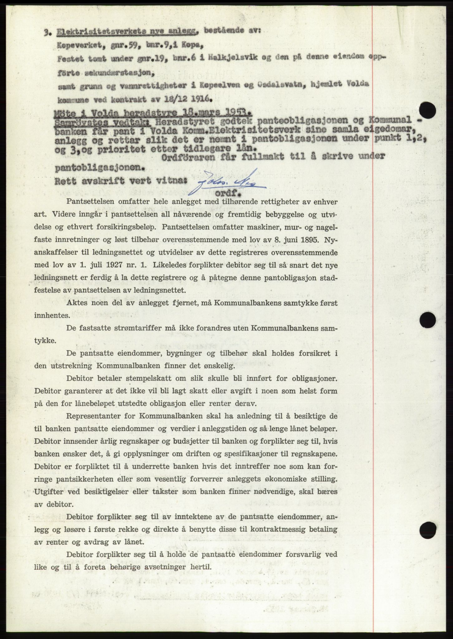 Søre Sunnmøre sorenskriveri, SAT/A-4122/1/2/2C/L0123: Mortgage book no. 11B, 1953-1953, Diary no: : 629/1953