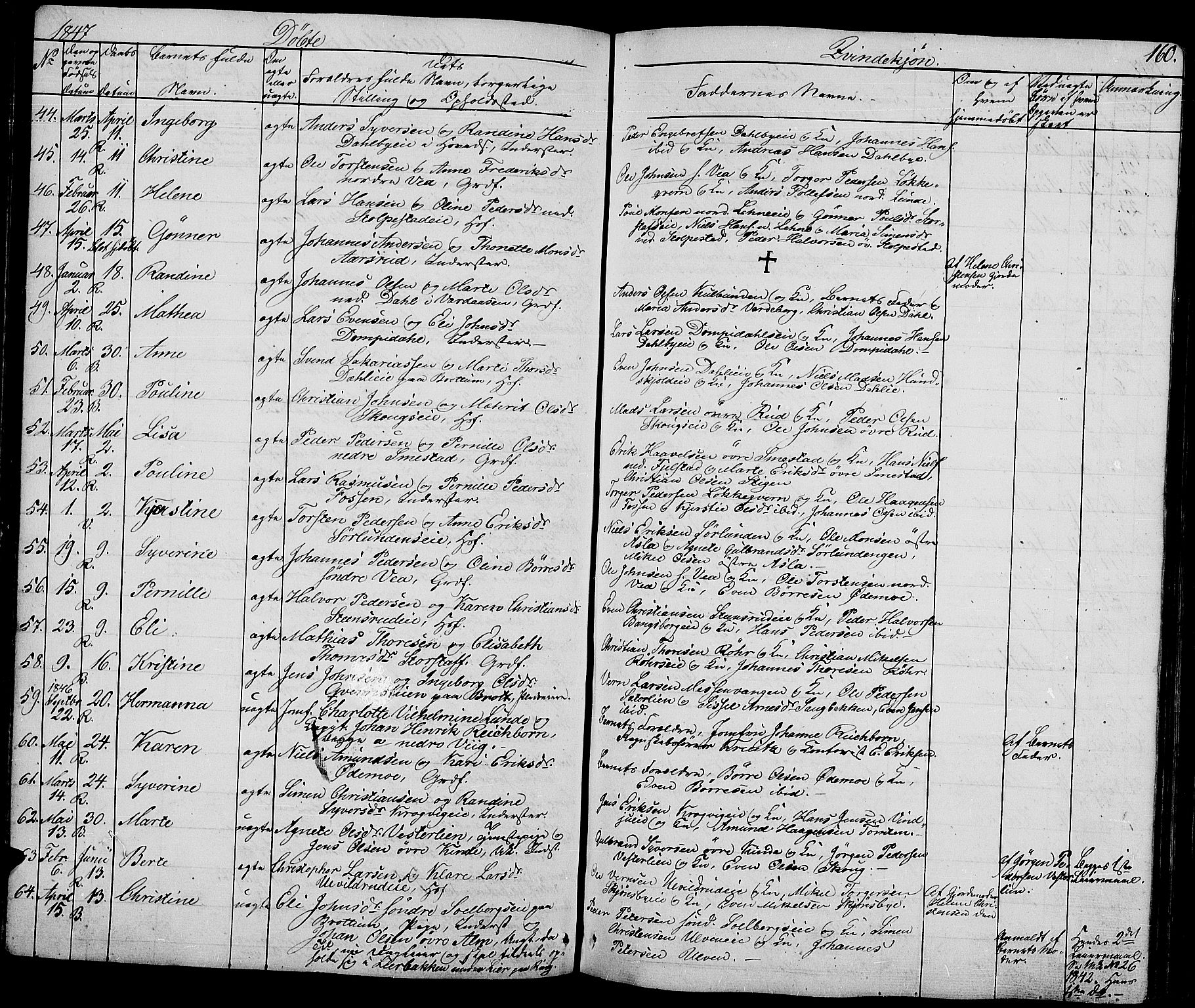 Ringsaker prestekontor, AV/SAH-PREST-014/L/La/L0005: Parish register (copy) no. 5, 1839-1850, p. 160