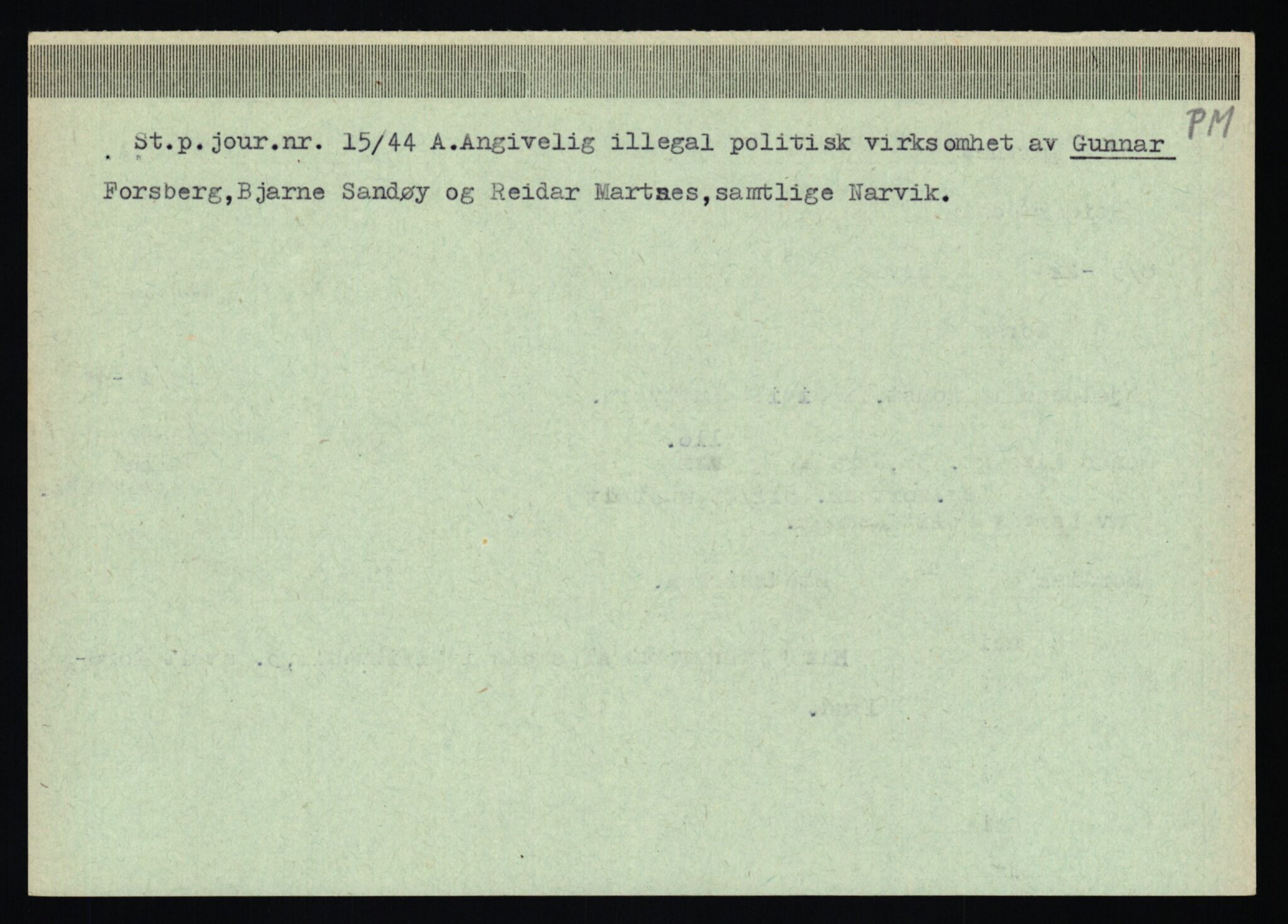 Statspolitiet - Hovedkontoret / Osloavdelingen, AV/RA-S-1329/C/Ca/L0010: Lind - Moksnes, 1943-1945, p. 3143