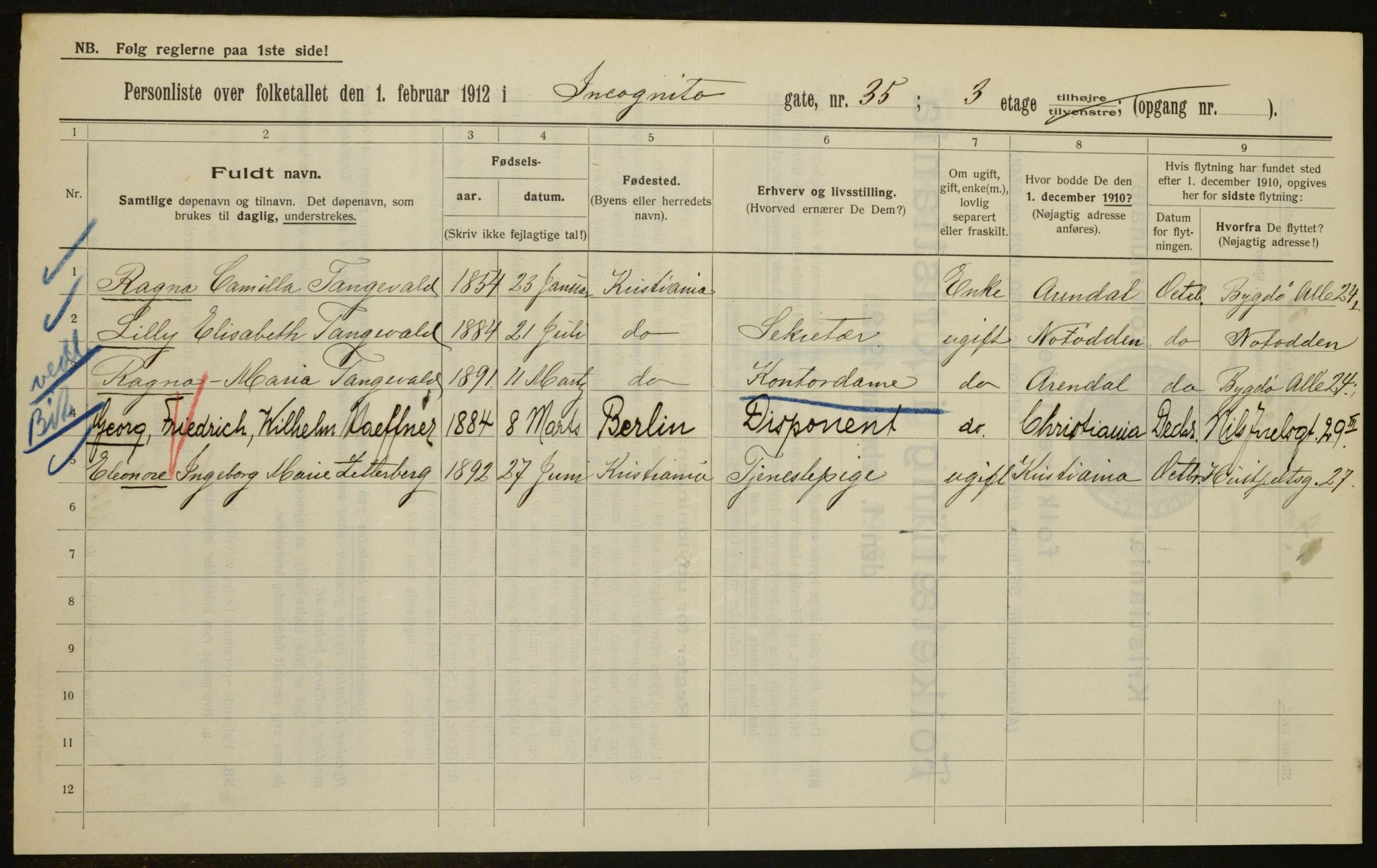 OBA, Municipal Census 1912 for Kristiania, 1912, p. 44712