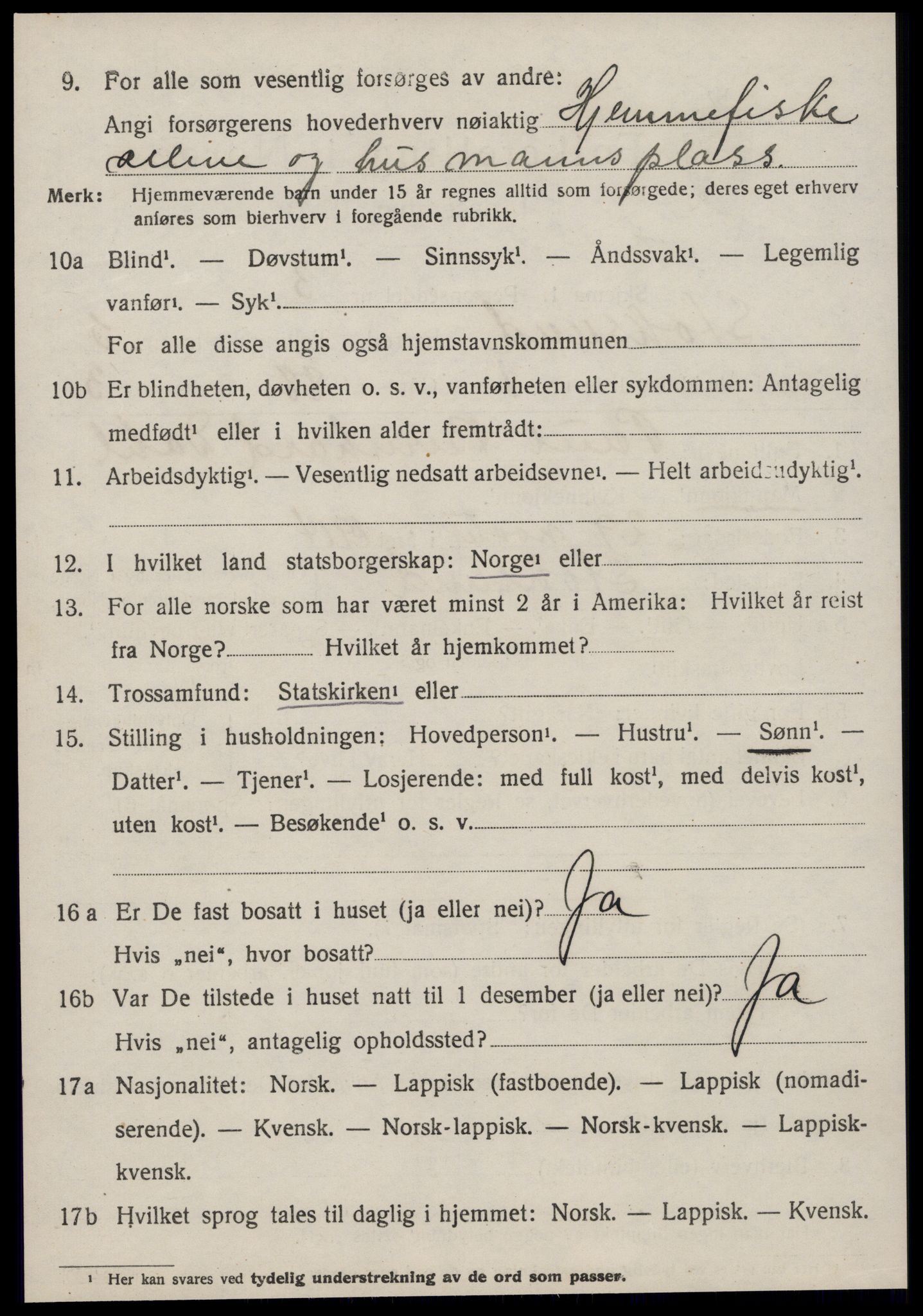 SAT, 1920 census for Stoksund, 1920, p. 2593