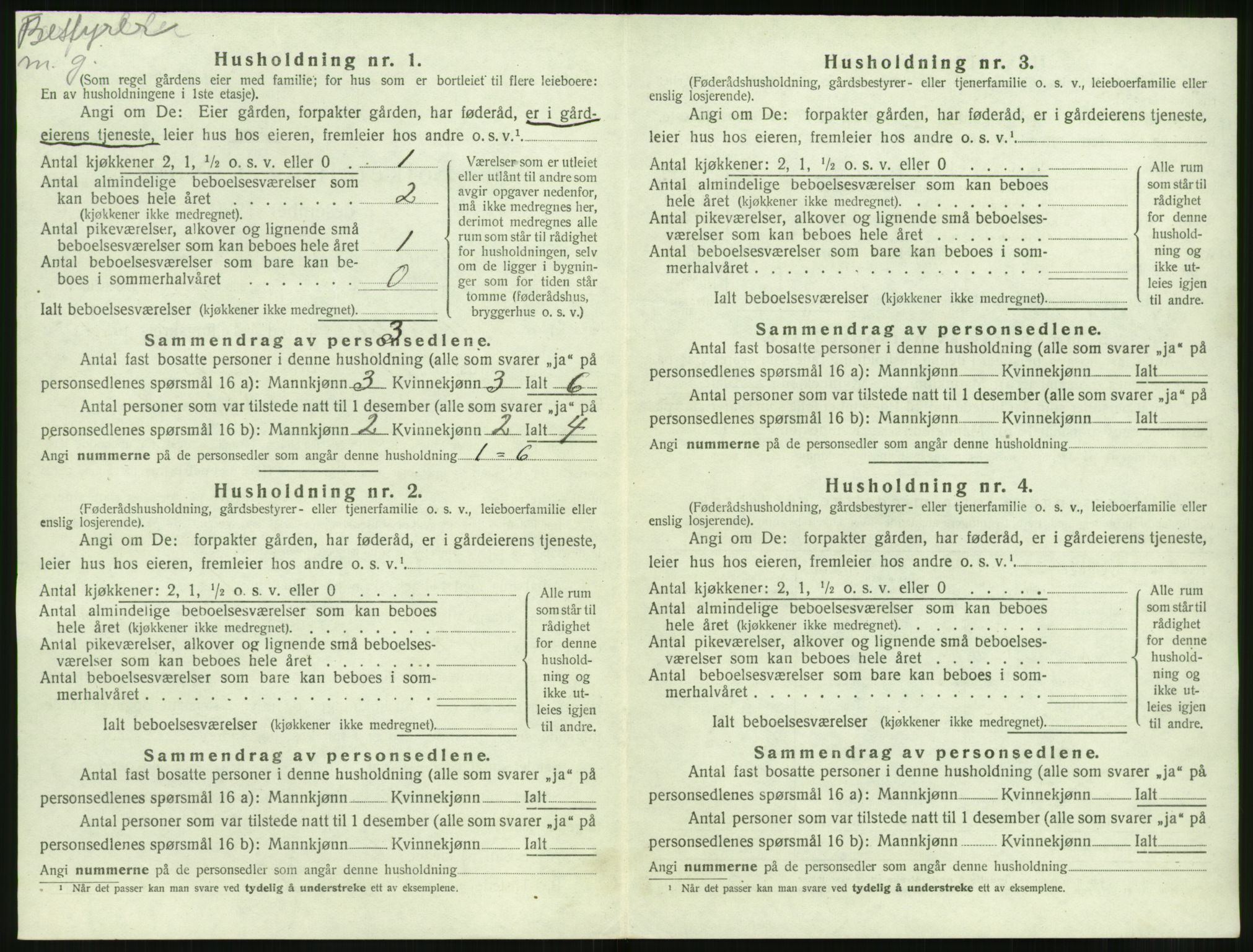 SAT, 1920 census for Volda, 1920, p. 1153