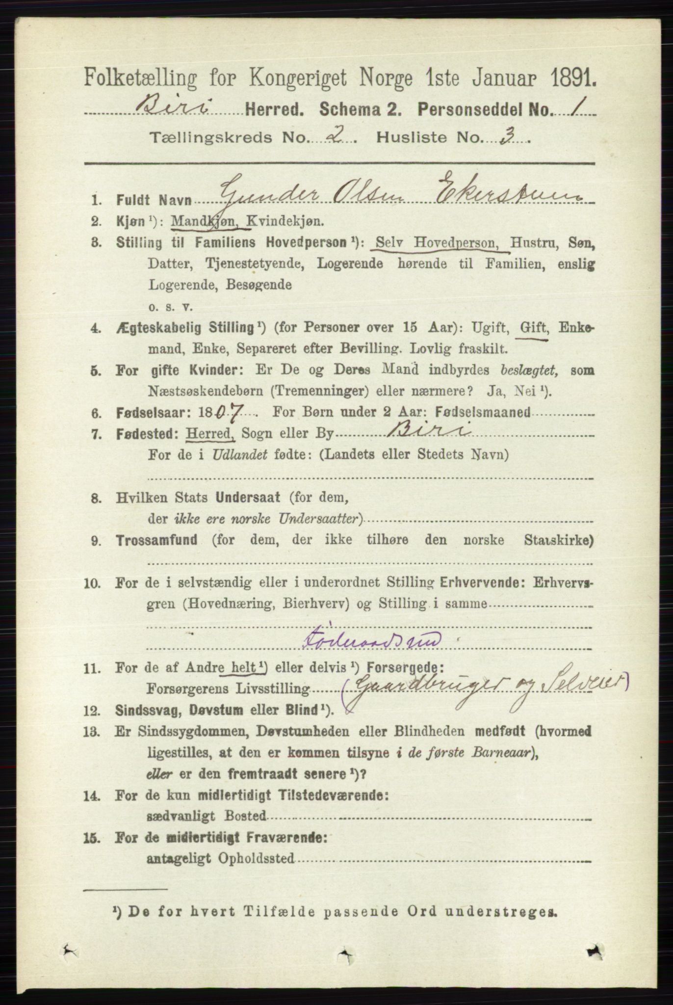 RA, 1891 census for 0525 Biri, 1891, p. 532