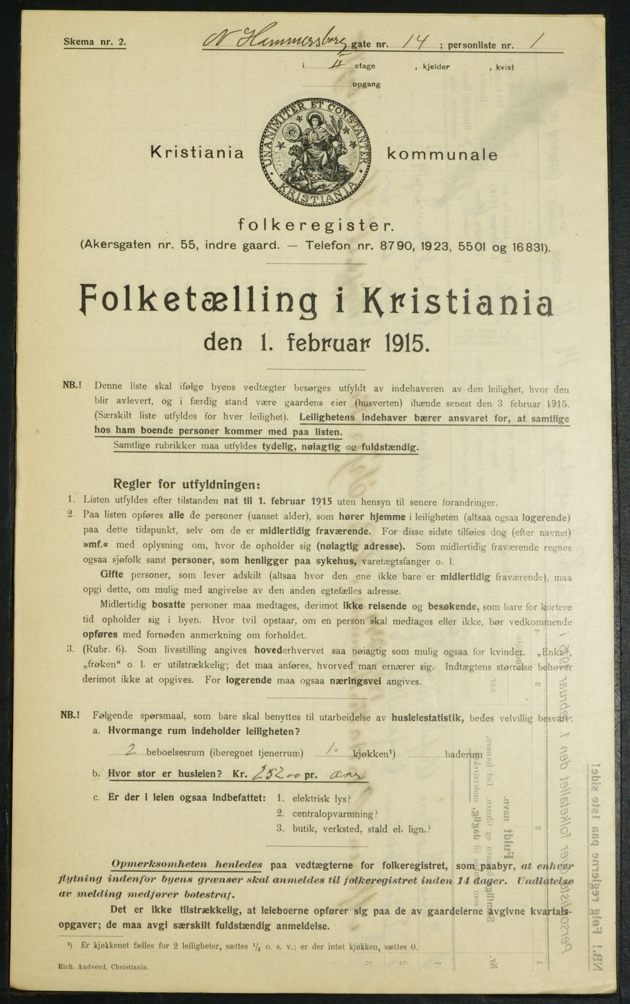 OBA, Municipal Census 1915 for Kristiania, 1915, p. 68877