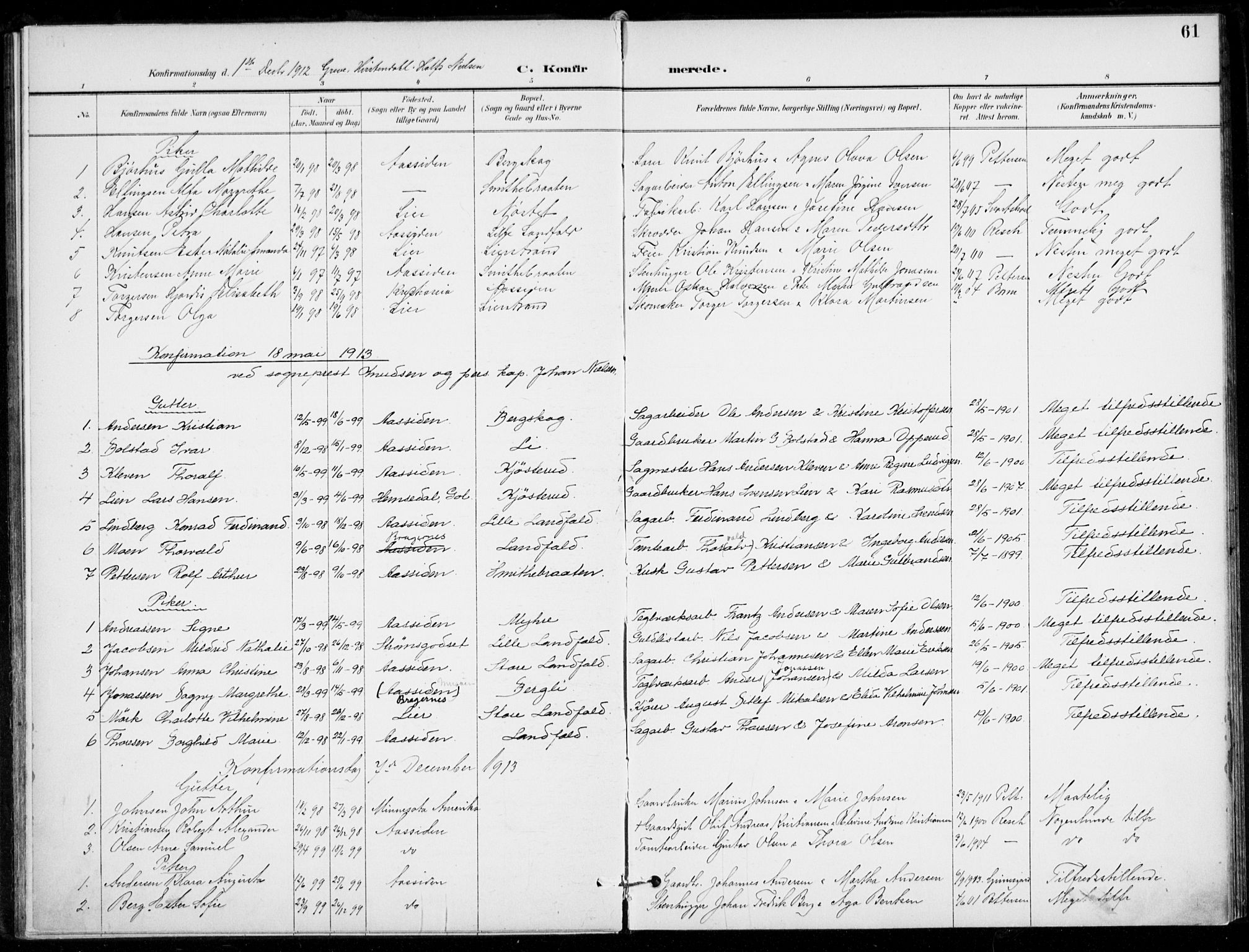 Åssiden kirkebøker, SAKO/A-251/F/Fa/L0002: Parish register (official) no. 2, 1896-1916, p. 61
