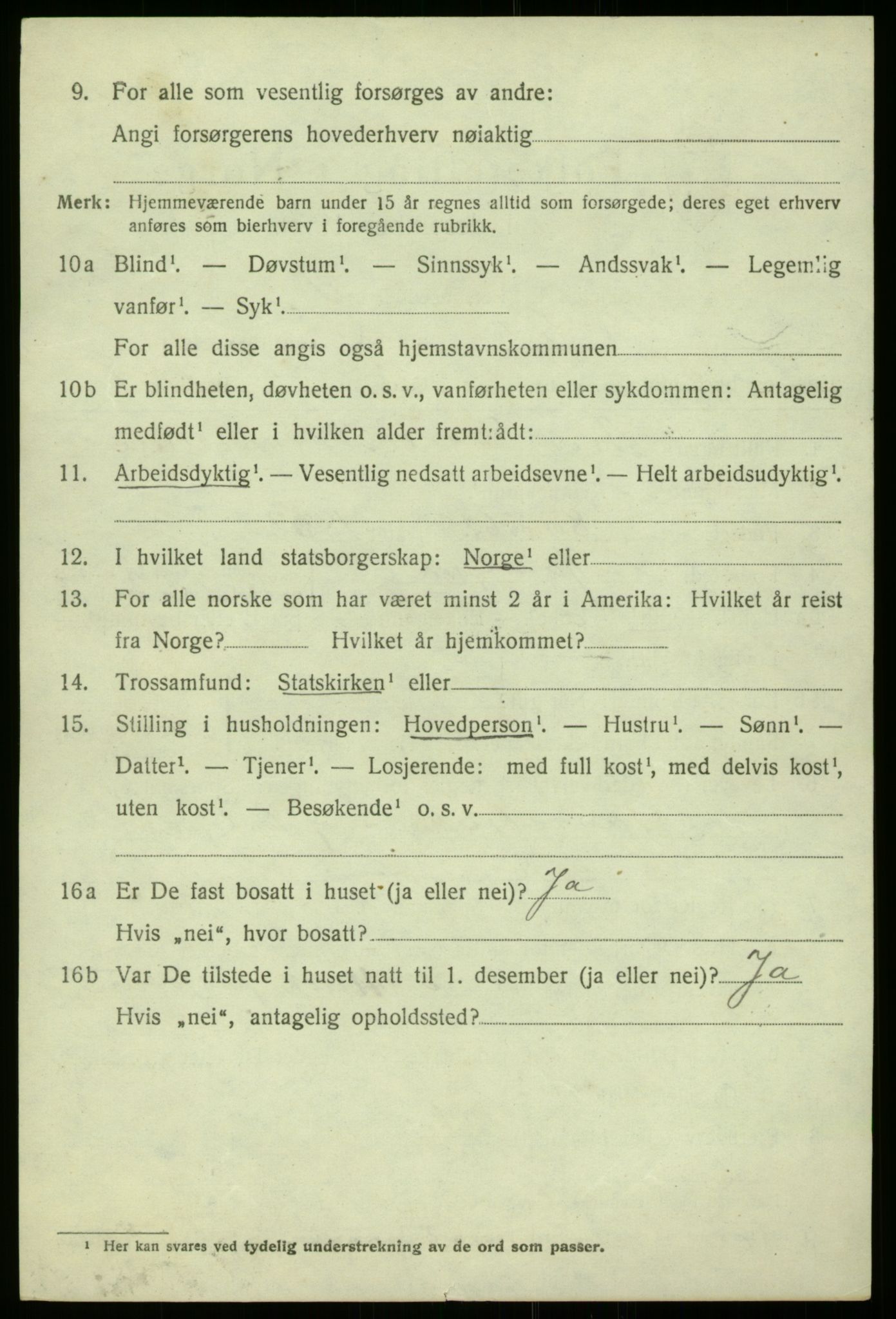 SAB, 1920 census for Gulen, 1920, p. 2598