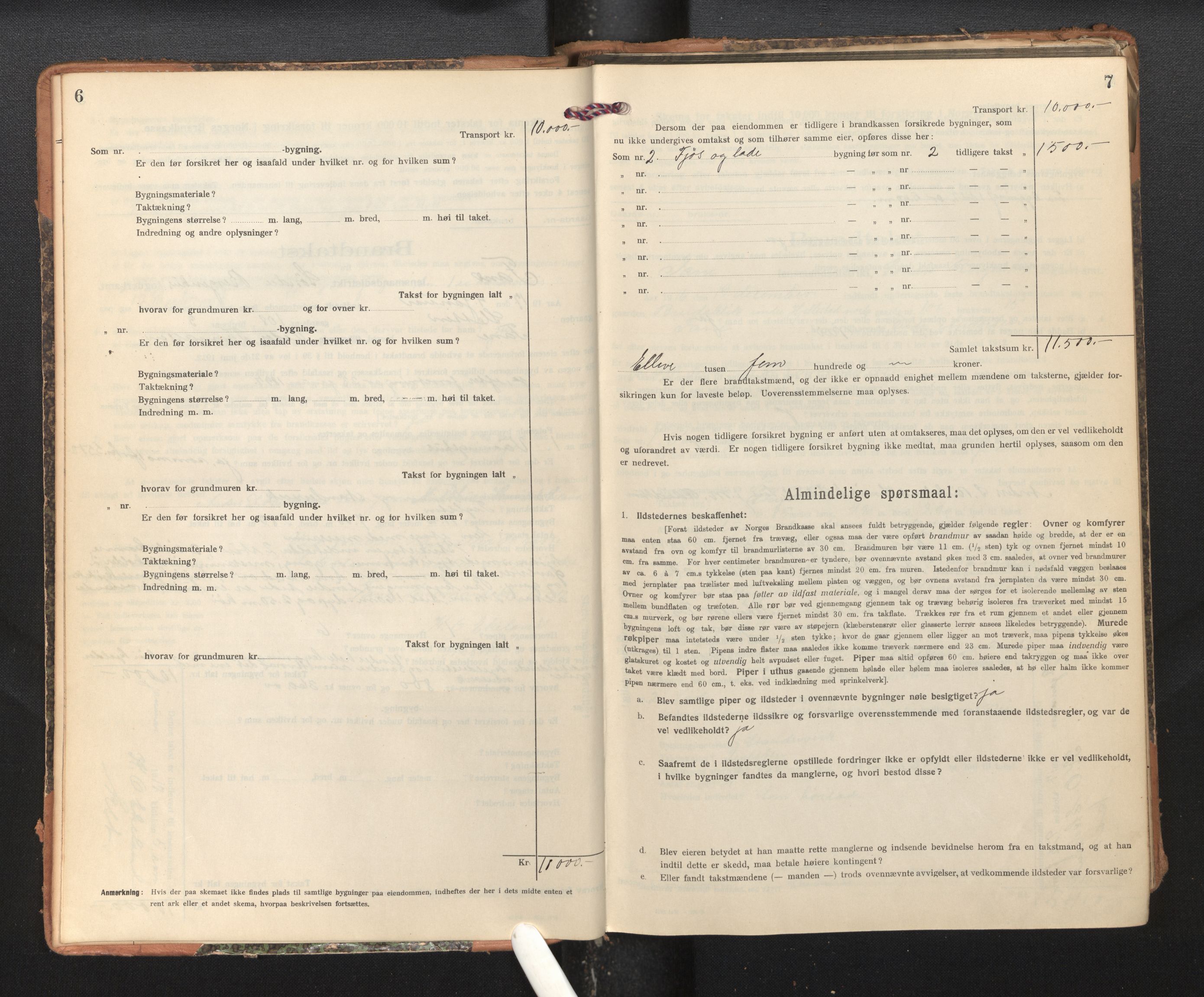 Lensmannen i Fana, SAB/A-31801/0012/L0021: Branntakstprotokoll skjematakst, 1916-1923, p. 6-7