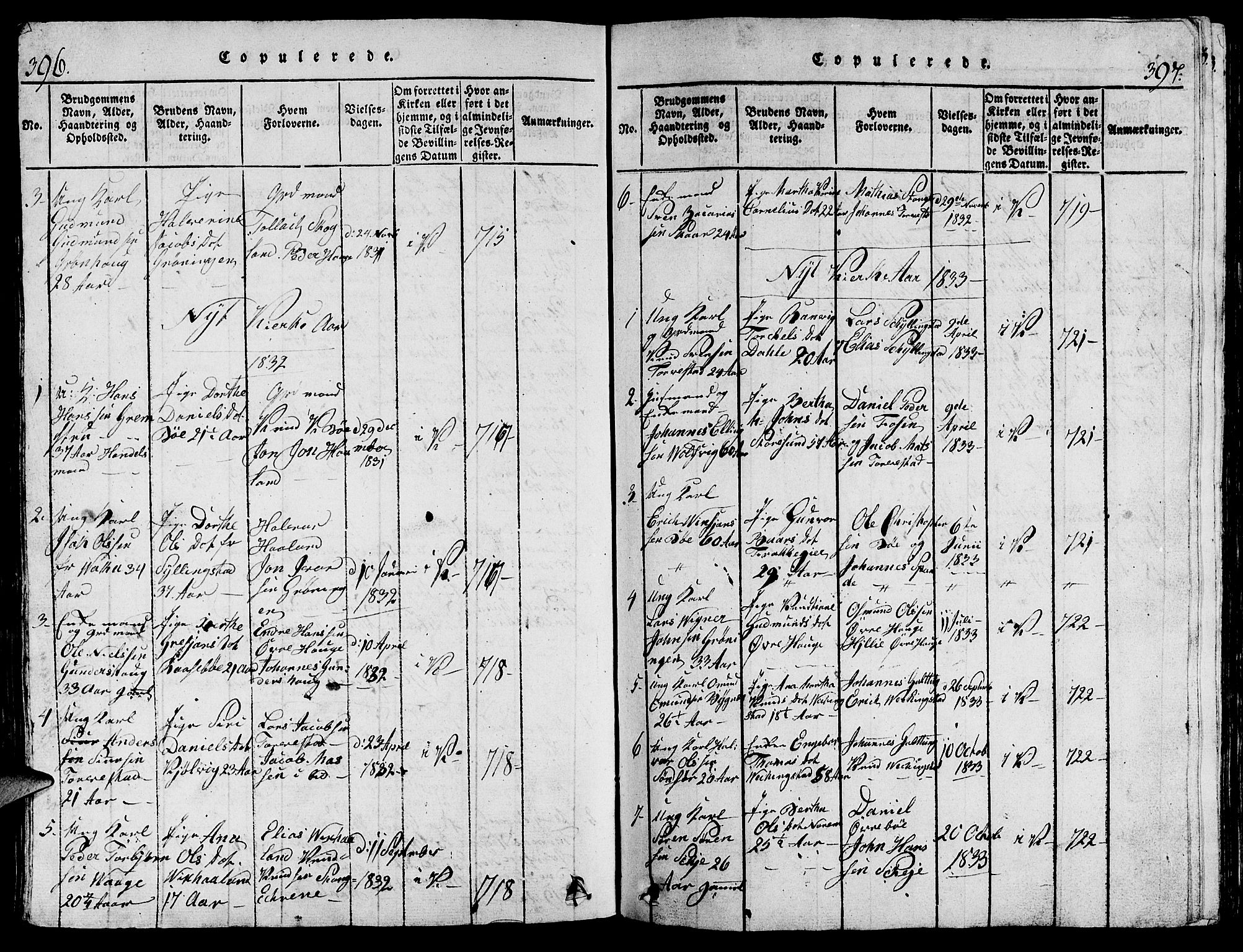 Torvastad sokneprestkontor, AV/SAST-A -101857/H/Ha/Hab/L0001: Parish register (copy) no. B 1 /1, 1817-1835, p. 396-397