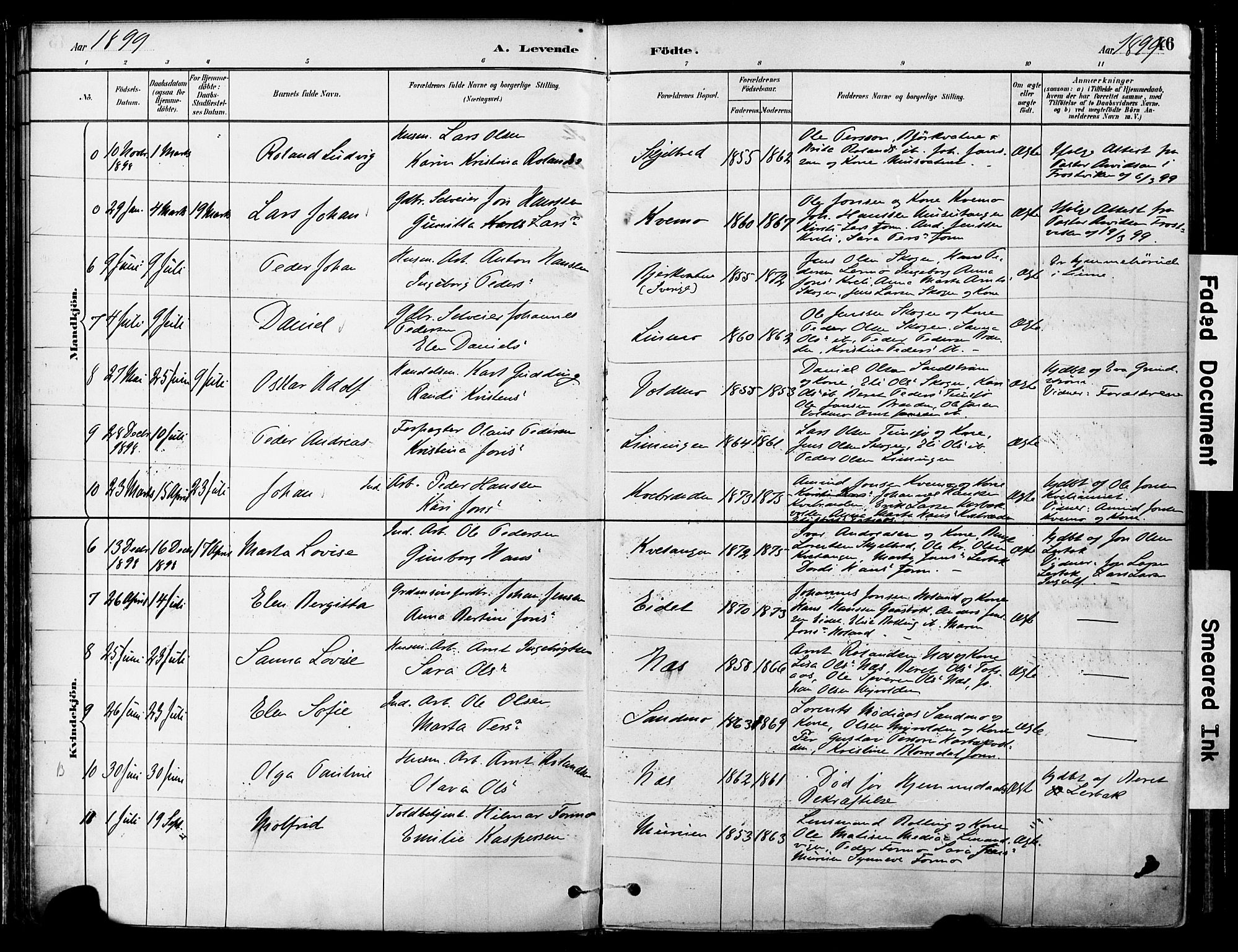 Ministerialprotokoller, klokkerbøker og fødselsregistre - Nord-Trøndelag, SAT/A-1458/755/L0494: Parish register (official) no. 755A03, 1882-1902, p. 46