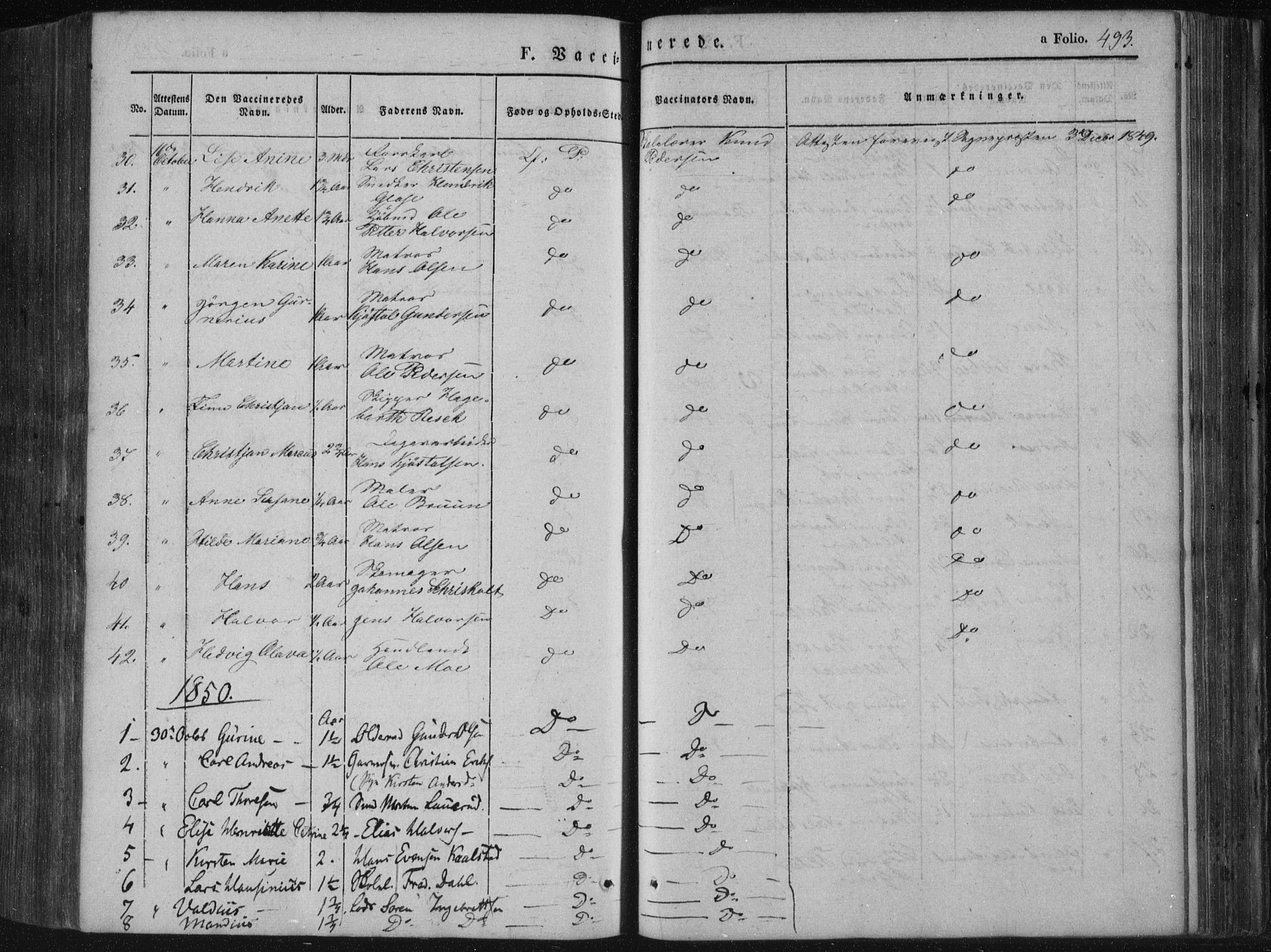 Porsgrunn kirkebøker , SAKO/A-104/F/Fa/L0006: Parish register (official) no. 6, 1841-1857, p. 493