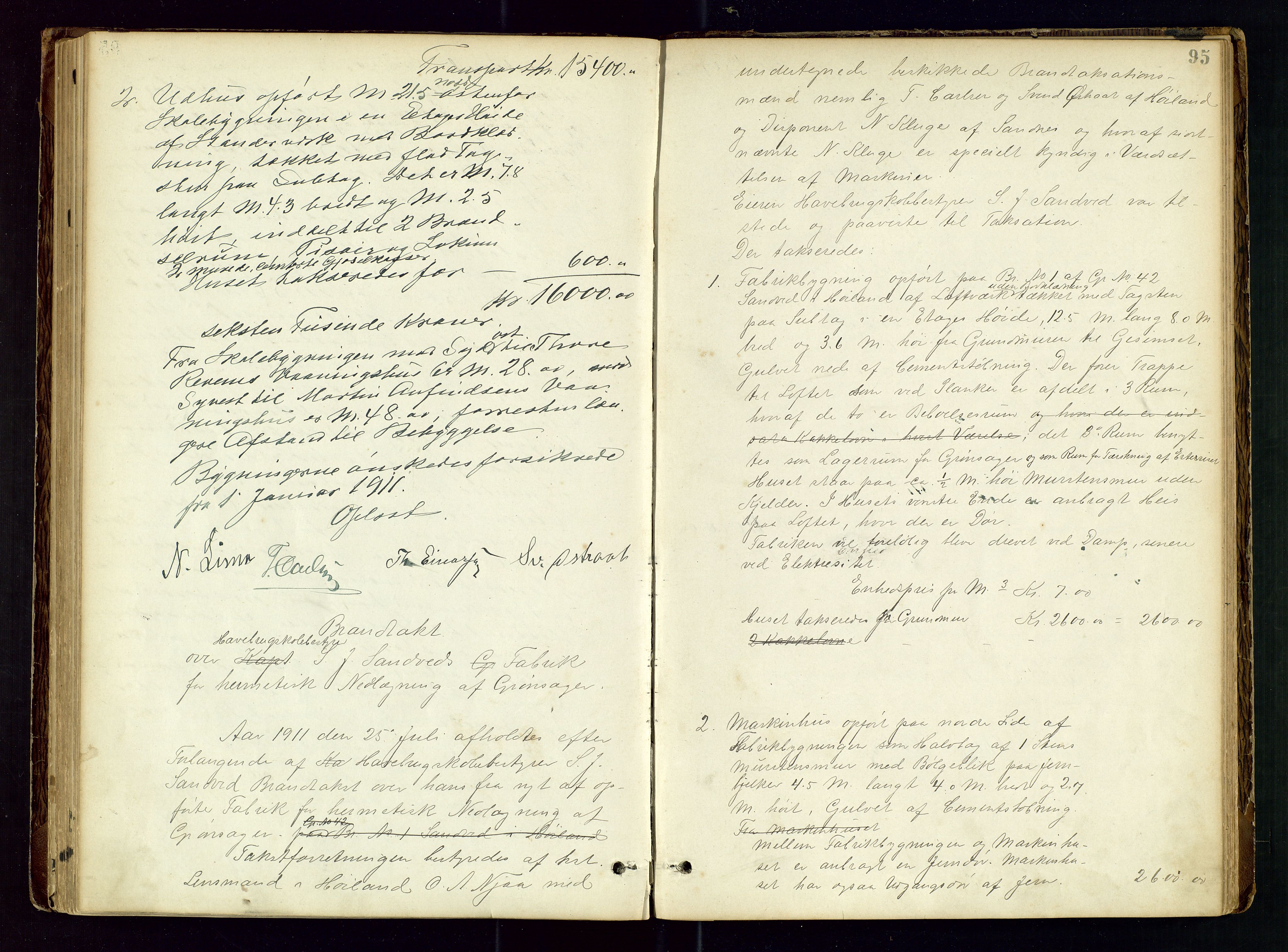 Høyland/Sandnes lensmannskontor, AV/SAST-A-100166/Goa/L0002: "Brandtaxtprotokol for Landafdelingen i Høiland", 1880-1917, p. 94b-95a