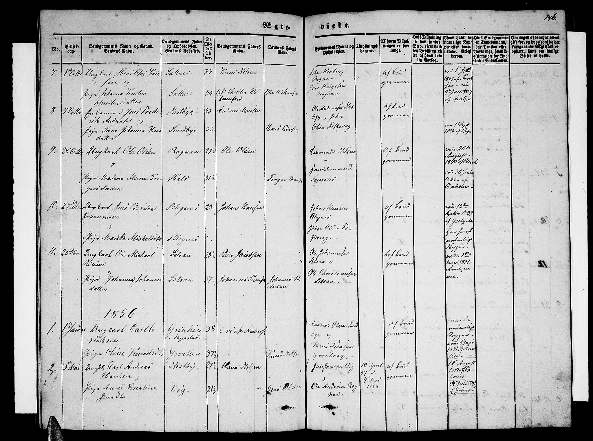 Ministerialprotokoller, klokkerbøker og fødselsregistre - Nordland, SAT/A-1459/847/L0678: Parish register (copy) no. 847C06, 1854-1870, p. 146