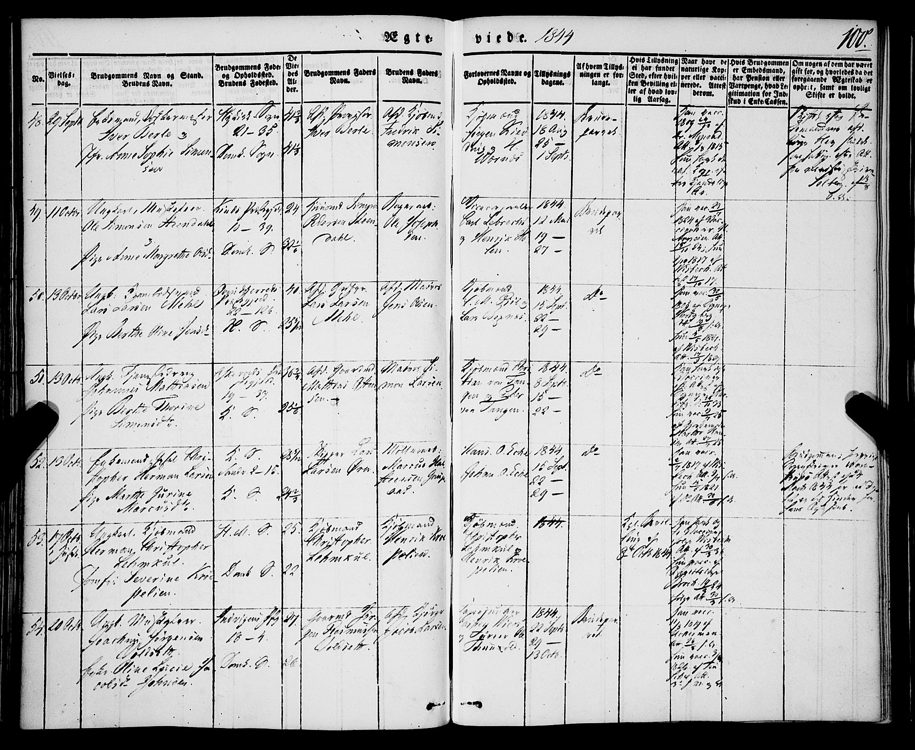 Korskirken sokneprestembete, AV/SAB-A-76101/H/Haa/L0034: Parish register (official) no. D 1, 1832-1852, p. 100