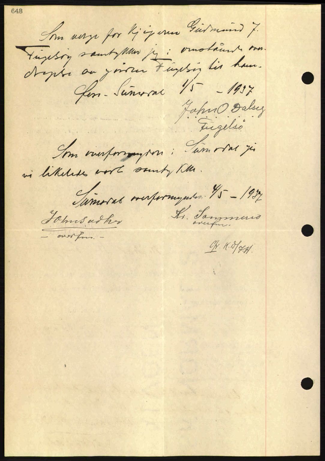 Nordmøre sorenskriveri, AV/SAT-A-4132/1/2/2Ca: Mortgage book no. A81, 1937-1937, Diary no: : 1206/1937