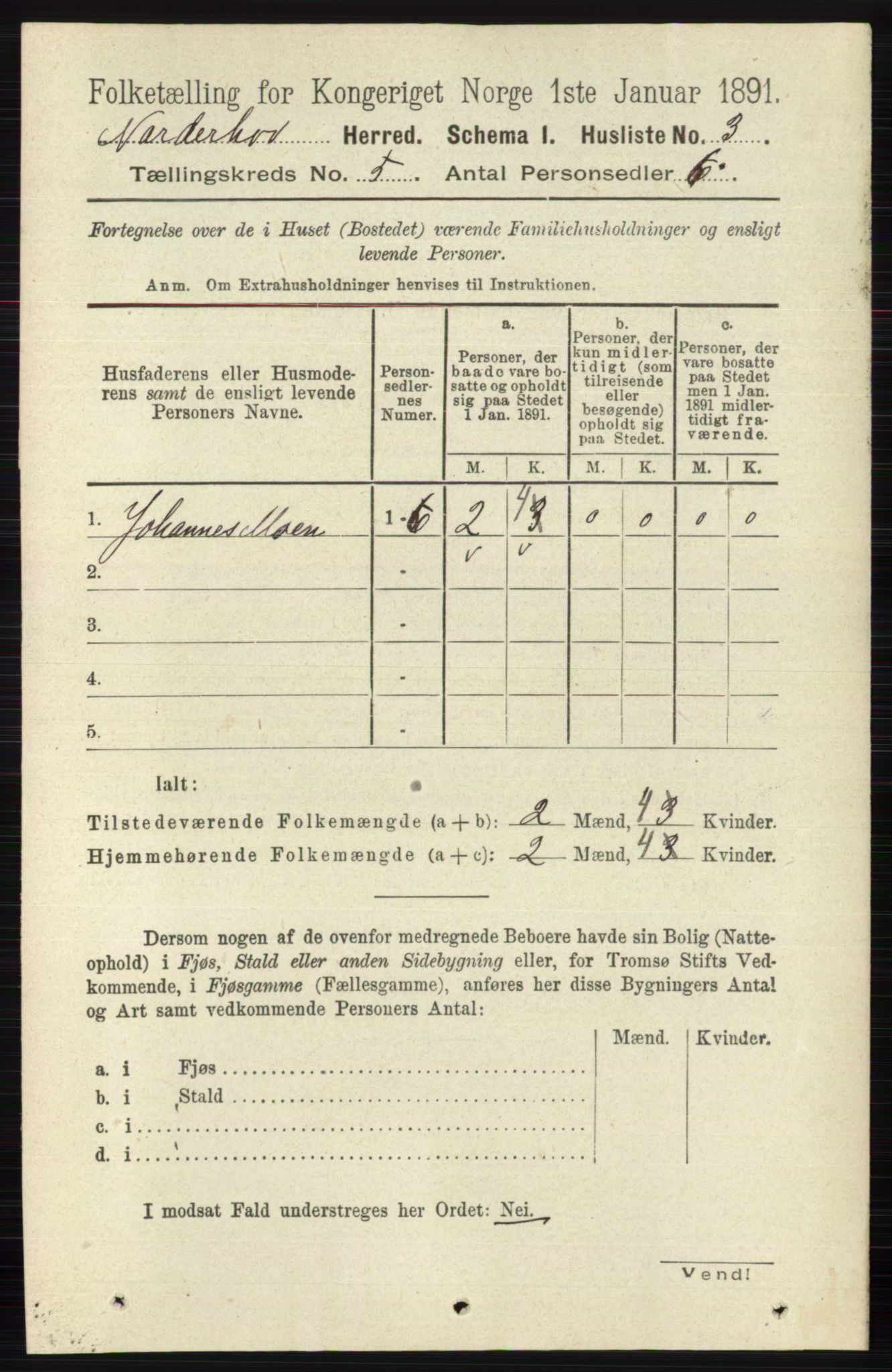 RA, 1891 census for 0613 Norderhov, 1891, p. 3443