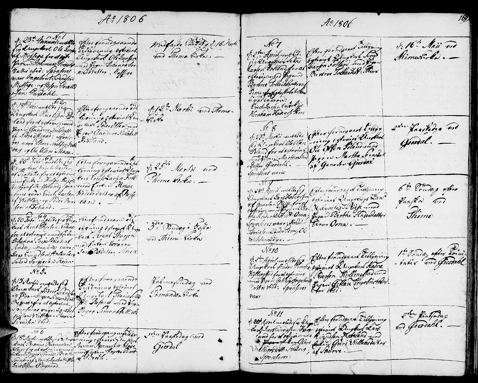 Lye sokneprestkontor, AV/SAST-A-101794/001/30BA/L0002: Parish register (official) no. A 2, 1799-1817, p. 169