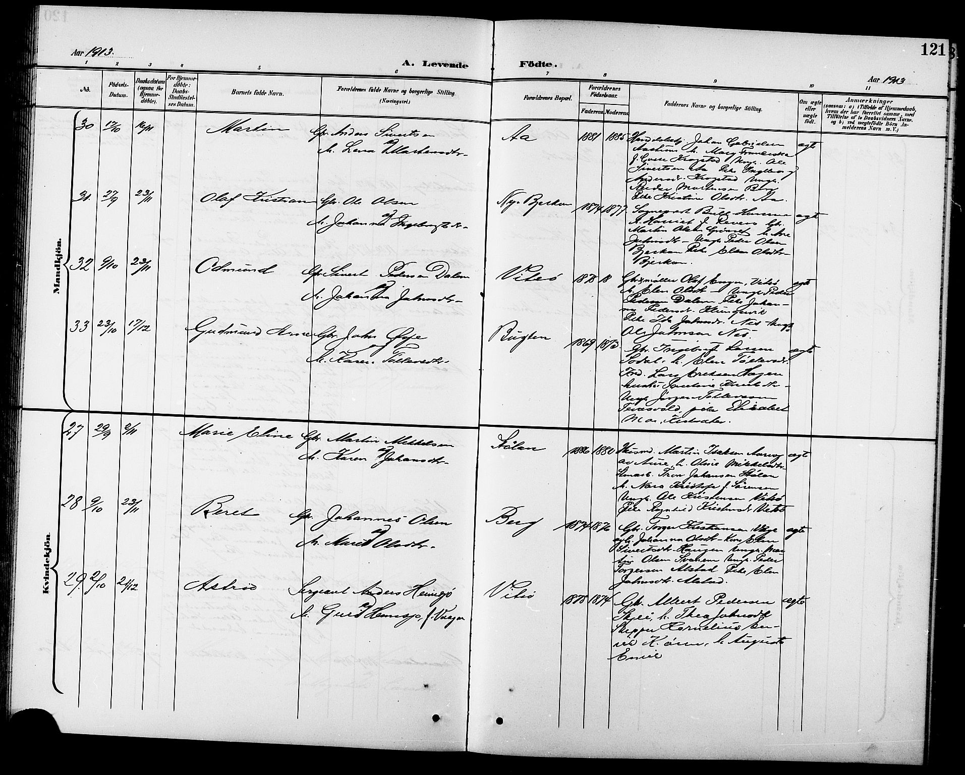 Ministerialprotokoller, klokkerbøker og fødselsregistre - Sør-Trøndelag, AV/SAT-A-1456/630/L0505: Parish register (copy) no. 630C03, 1899-1914, p. 121