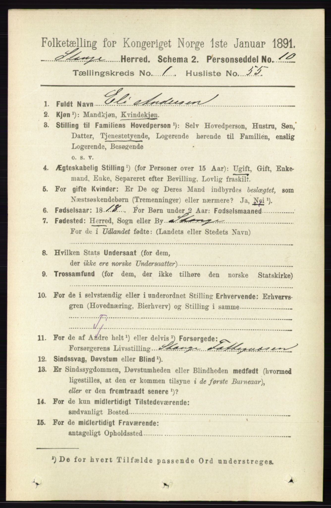 RA, 1891 census for 0417 Stange, 1891, p. 541
