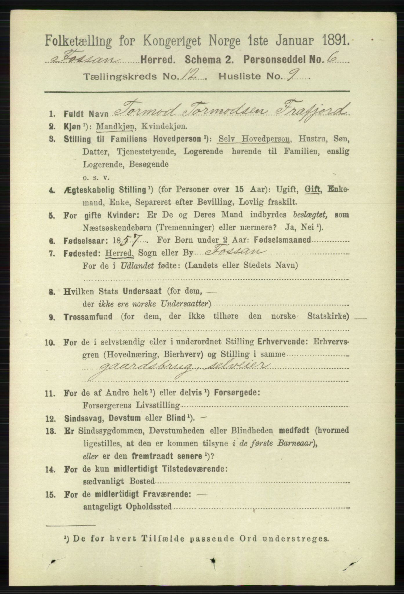 RA, 1891 census for 1129 Forsand, 1891, p. 2003