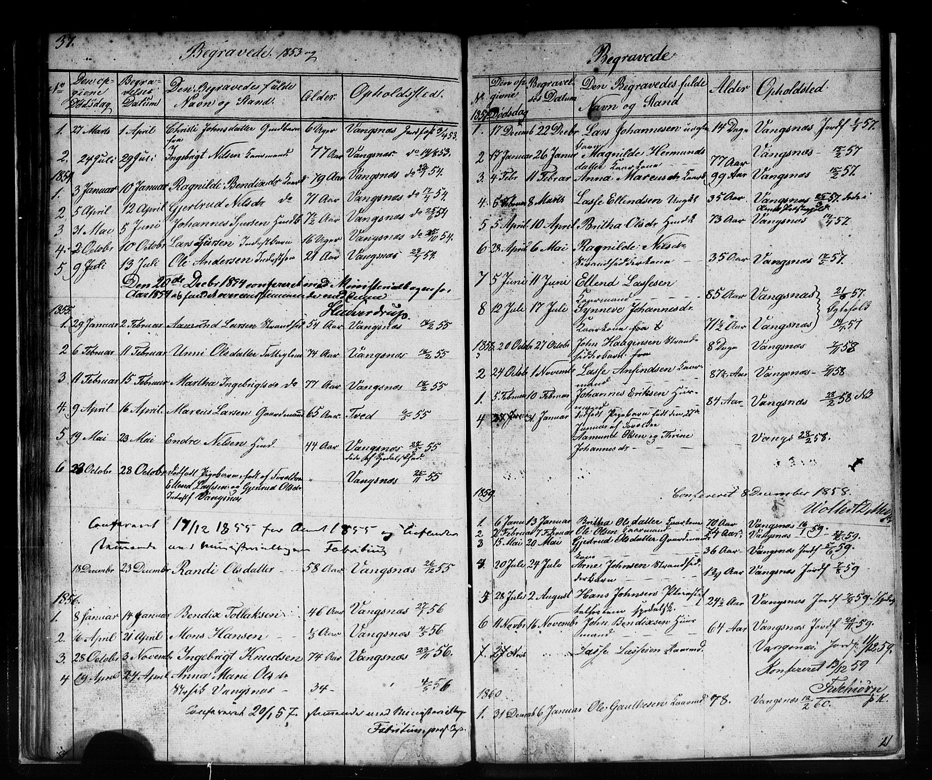 Vik sokneprestembete, AV/SAB-A-81501/H/Hab/Habc/L0001: Parish register (copy) no. C 1, 1853-1879, p. 37