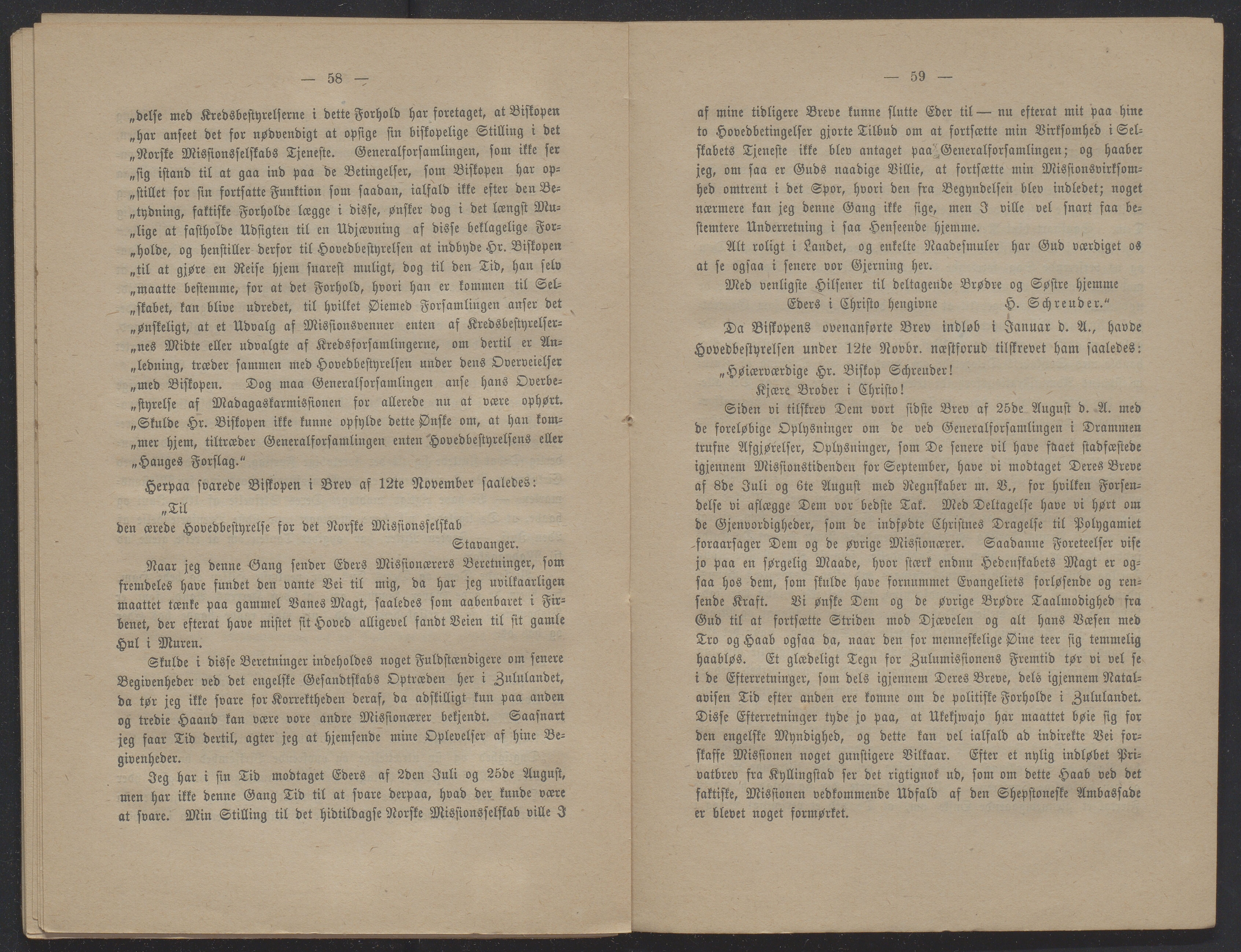 Det Norske Misjonsselskap - hovedadministrasjonen, VID/MA-A-1045/D/Db/Dba/L0338/0002: Beretninger, Bøker, Skrifter o.l   / Årsberetninger 32, 1874, p. 58-59