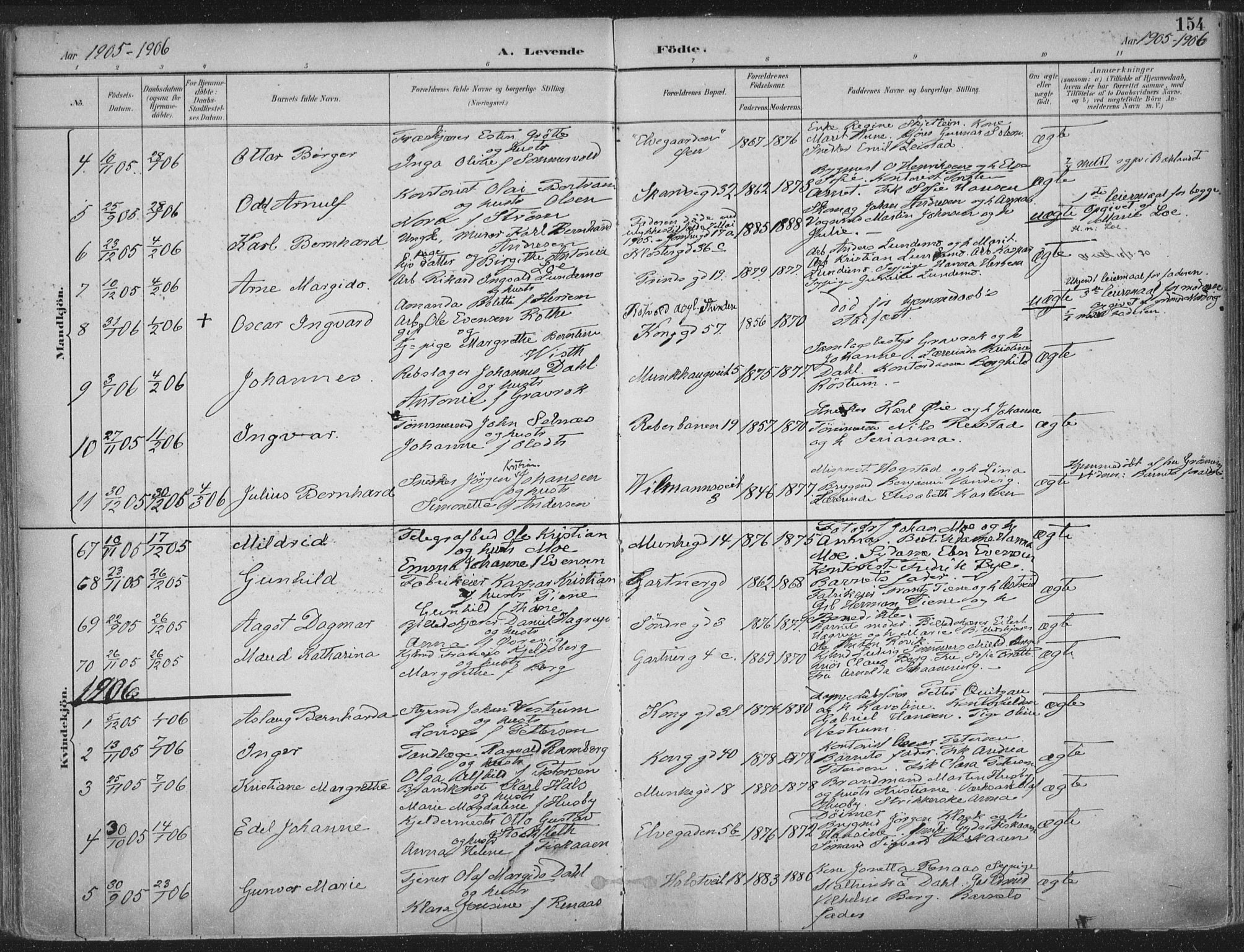 Ministerialprotokoller, klokkerbøker og fødselsregistre - Sør-Trøndelag, SAT/A-1456/601/L0062: Parish register (official) no. 601A30, 1891-1911, p. 154