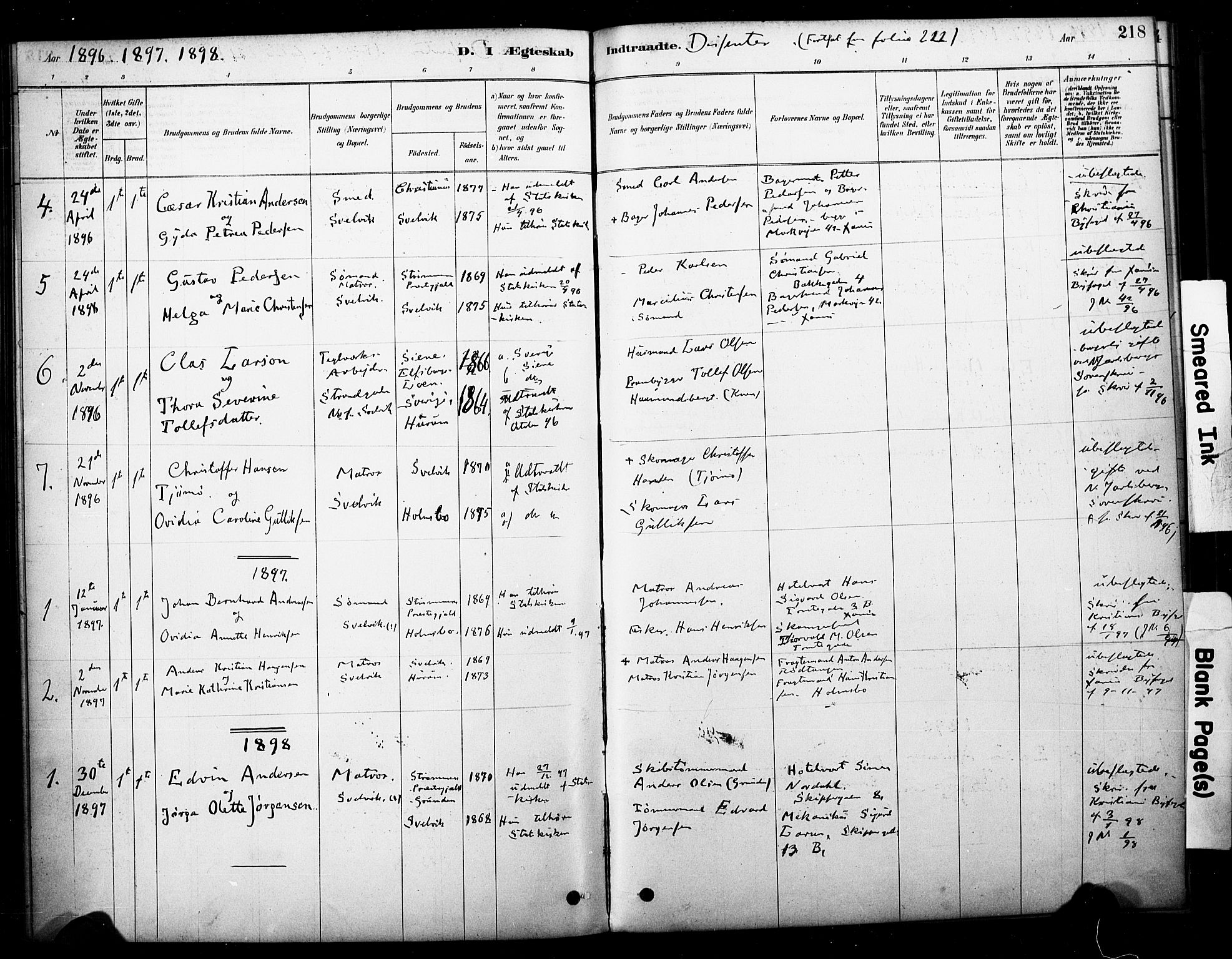 Strømm kirkebøker, SAKO/A-322/F/Fb/L0001: Parish register (official) no. II 1, 1878-1899, p. 218