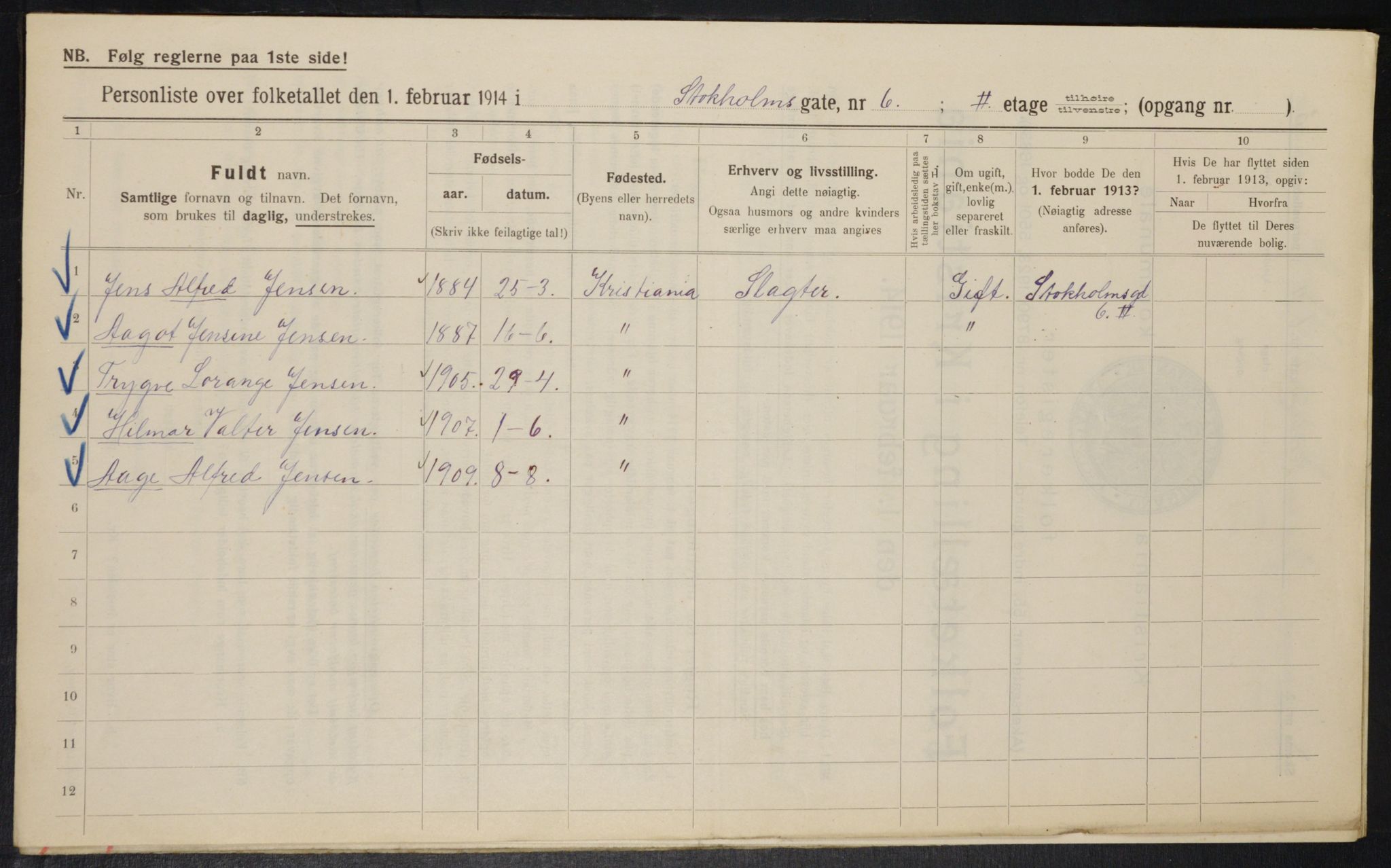 OBA, Municipal Census 1914 for Kristiania, 1914, p. 103053