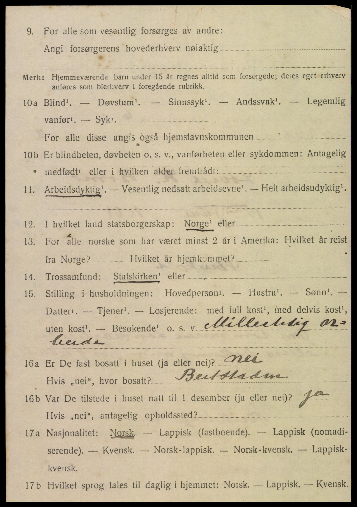 SAT, 1920 census for Kvam, 1920, p. 700