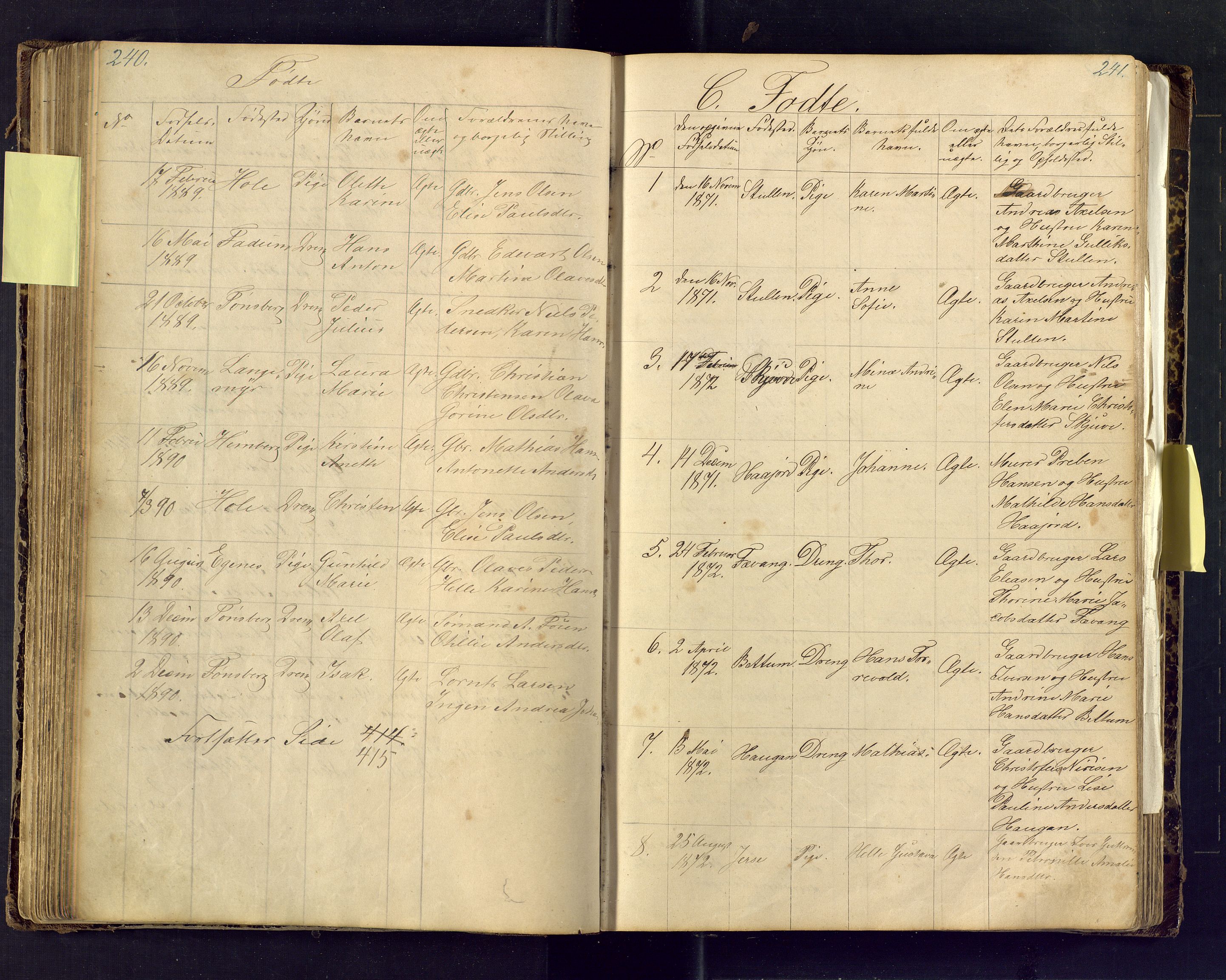 Den evangelisk lutherske frimenighet i Jarlsbergs grevskap med flere steder, AV/SAKO-P-1384/F/Fa/L0001: Dissenter register no. Fa/L0001, 1872-1925, p. 240-241