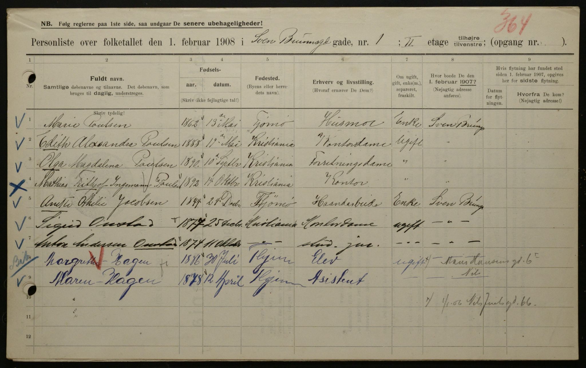 OBA, Municipal Census 1908 for Kristiania, 1908, p. 94221