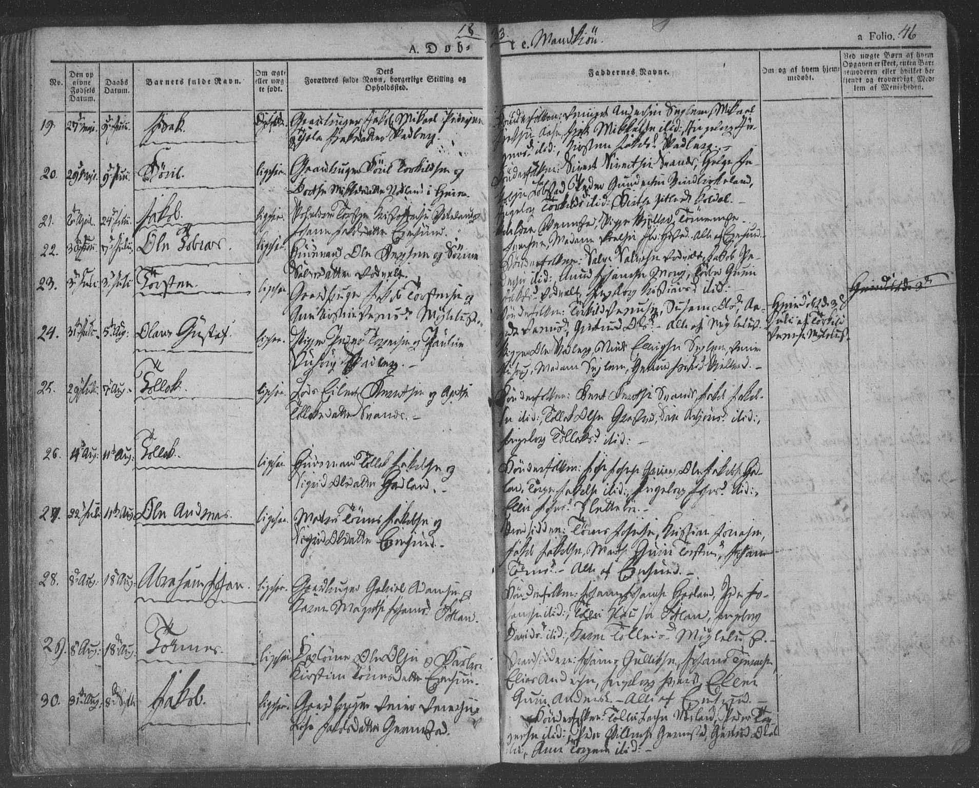 Eigersund sokneprestkontor, AV/SAST-A-101807/001/30/30BA/L0009: Parish register (official) no. A 9, 1827-1850, p. 46
