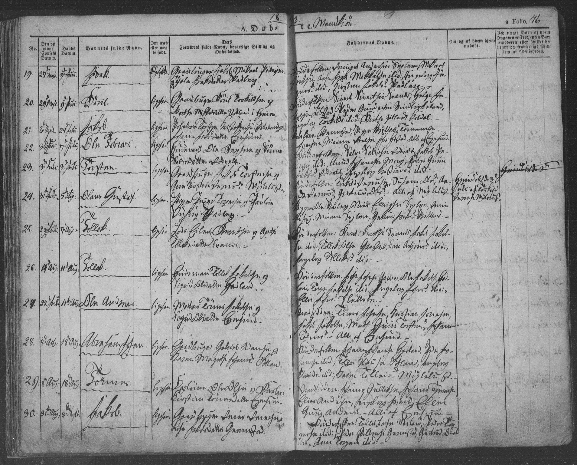 Eigersund sokneprestkontor, AV/SAST-A-101807/S08/L0009: Parish register (official) no. A 9, 1827-1850, p. 46