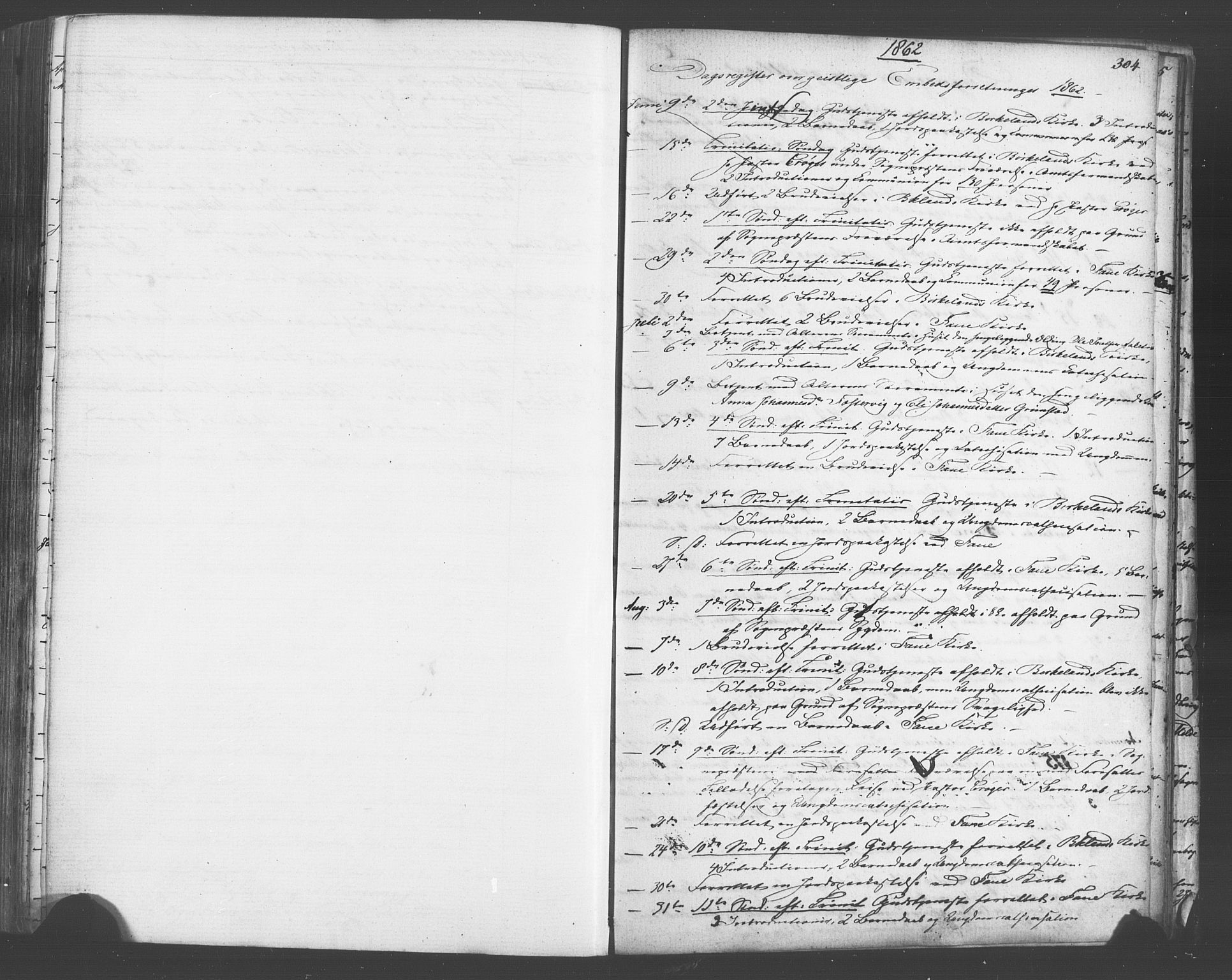 Fana Sokneprestembete, AV/SAB-A-75101/H/Haa/Haaa/L0012: Parish register (official) no. A 12, 1862-1878, p. 304