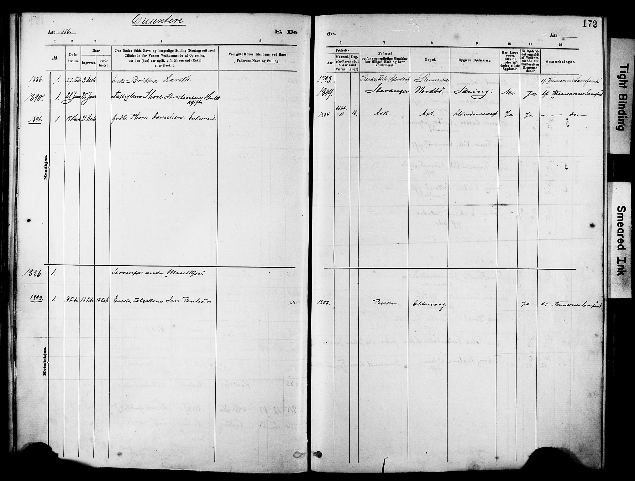 Rennesøy sokneprestkontor, SAST/A -101827/H/Ha/Haa/L0012: Parish register (official) no. A 13, 1885-1917, p. 172