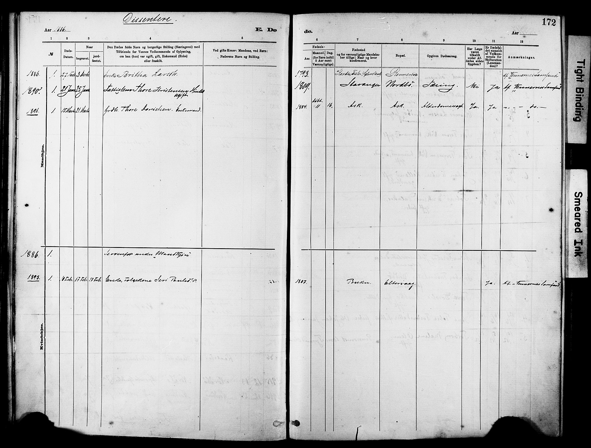 Rennesøy sokneprestkontor, AV/SAST-A -101827/H/Ha/Haa/L0012: Parish register (official) no. A 13, 1885-1917, p. 172