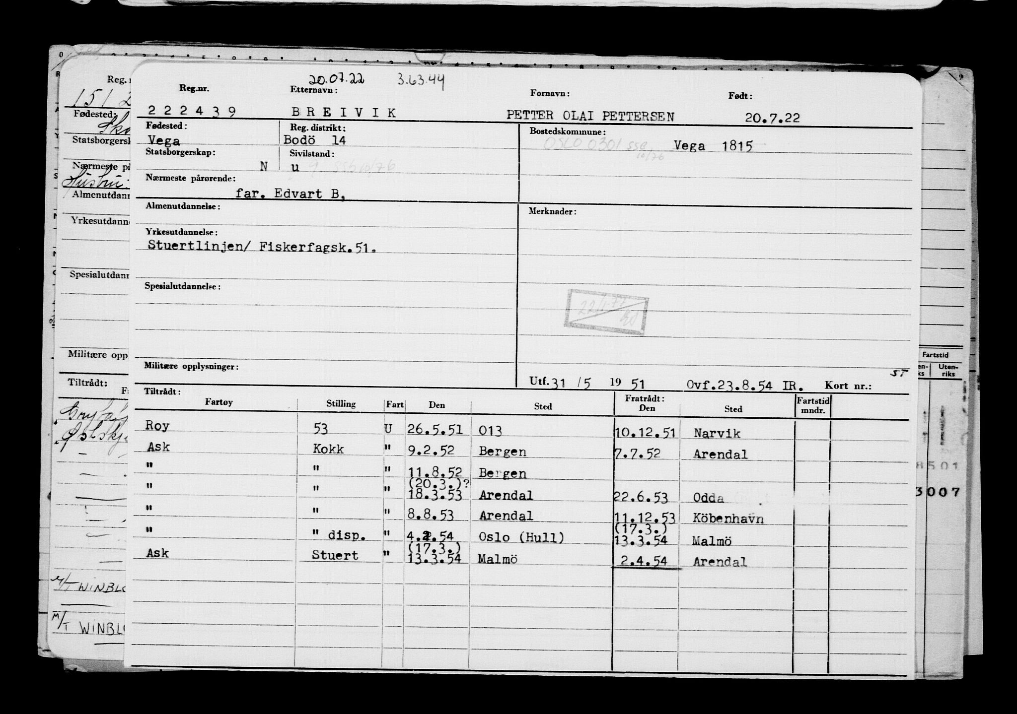 Direktoratet for sjømenn, AV/RA-S-3545/G/Gb/L0208: Hovedkort, 1922, p. 620