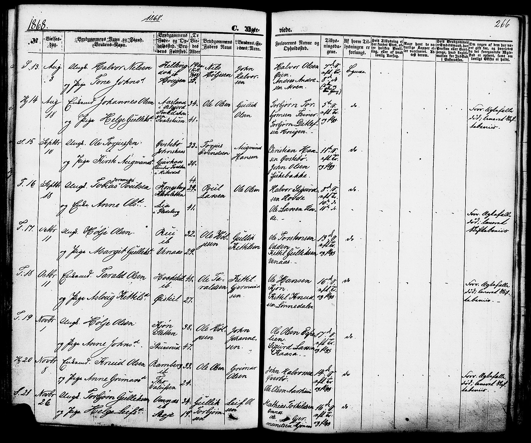 Hjartdal kirkebøker, SAKO/A-270/F/Fa/L0009: Parish register (official) no. I 9, 1860-1879, p. 266