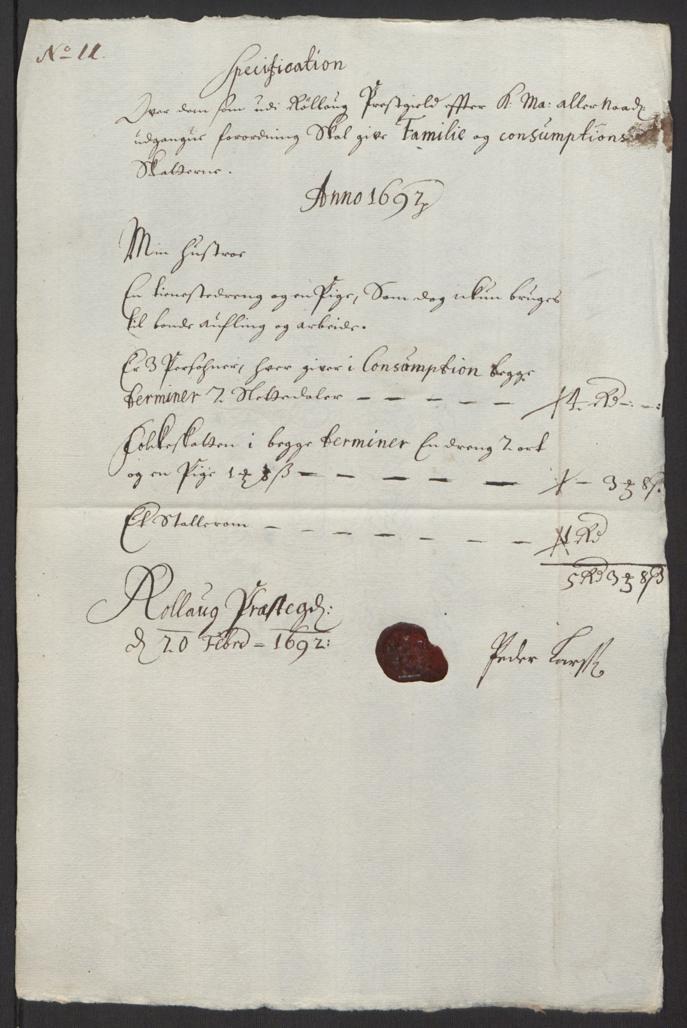 Rentekammeret inntil 1814, Reviderte regnskaper, Fogderegnskap, AV/RA-EA-4092/R24/L1575: Fogderegnskap Numedal og Sandsvær, 1692-1695, p. 103