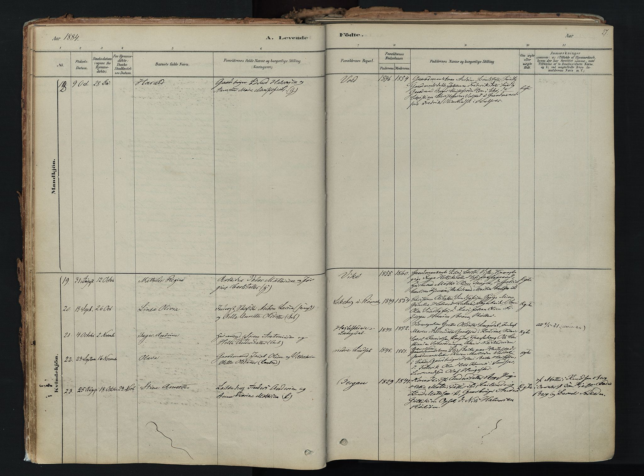 Hof kirkebøker, AV/SAKO-A-64/F/Fa/L0007: Parish register (official) no. I 7, 1878-1940, p. 27