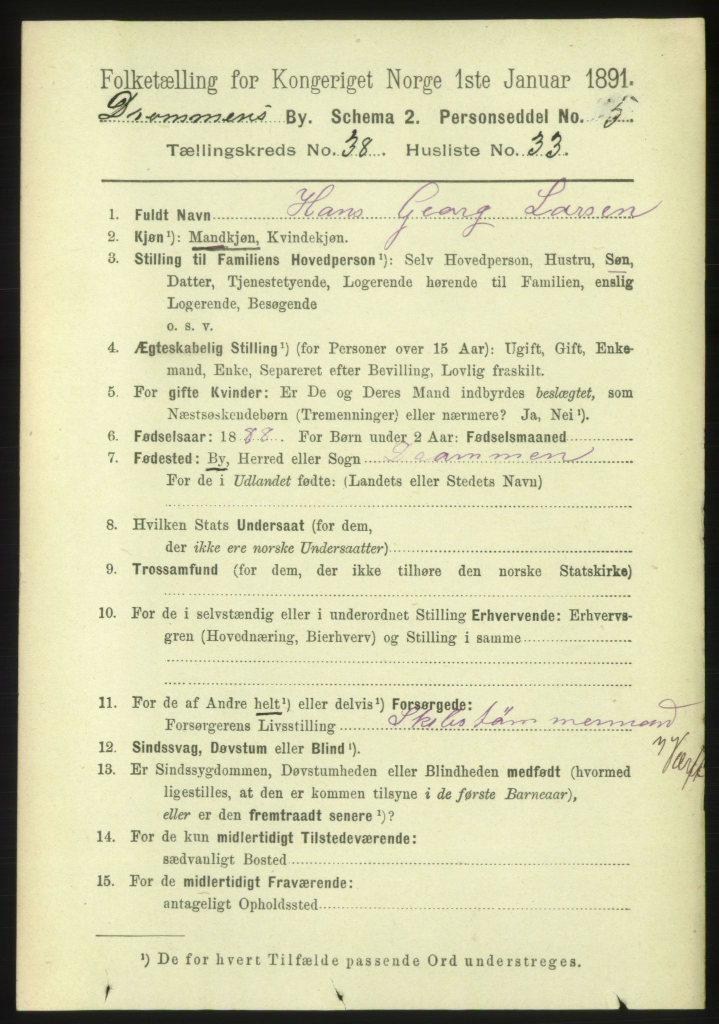 RA, 1891 census for 0602 Drammen, 1891, p. 23288