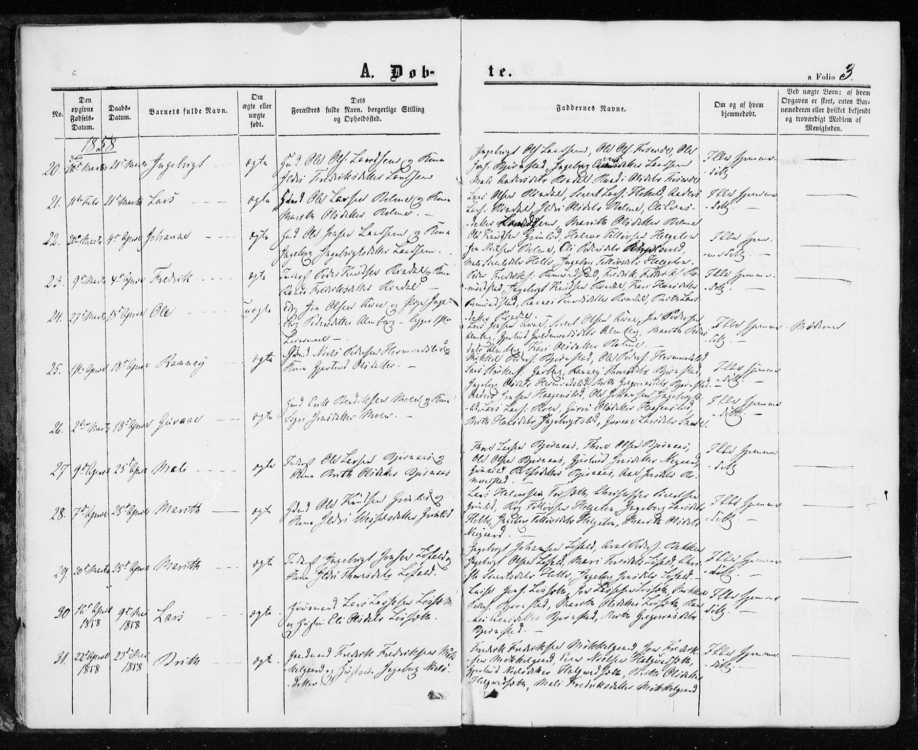 Ministerialprotokoller, klokkerbøker og fødselsregistre - Møre og Romsdal, AV/SAT-A-1454/598/L1067: Parish register (official) no. 598A01, 1858-1871, p. 3