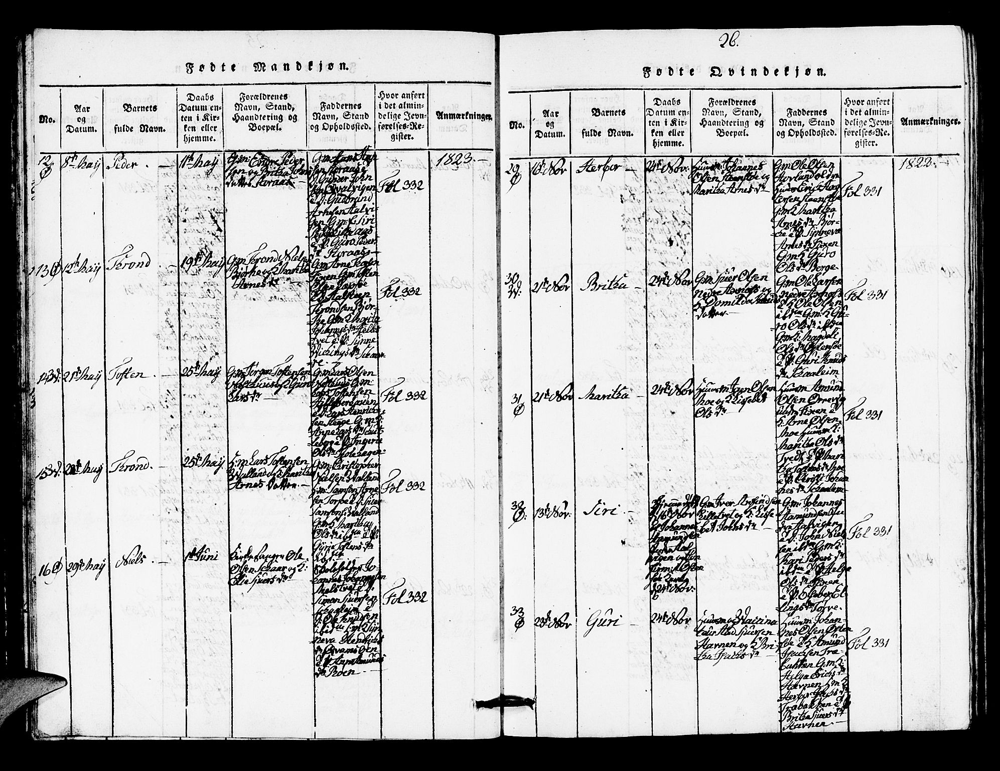 Kvam sokneprestembete, AV/SAB-A-76201/H/Hab: Parish register (copy) no. A 1, 1818-1832, p. 26