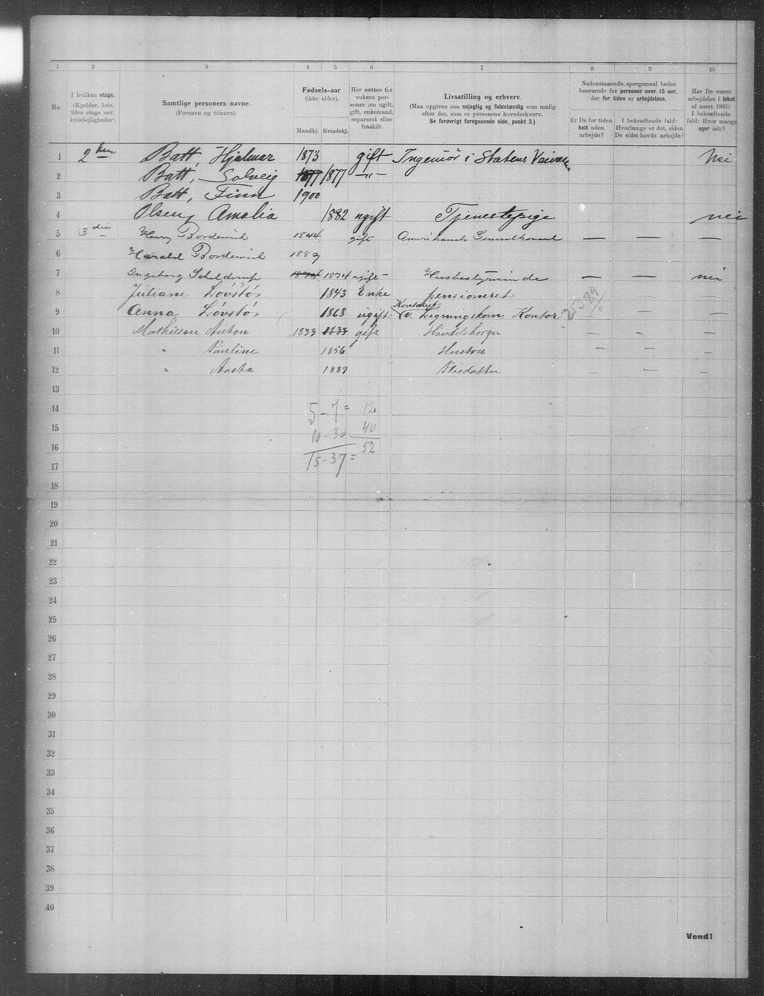 OBA, Municipal Census 1903 for Kristiania, 1903, p. 23072