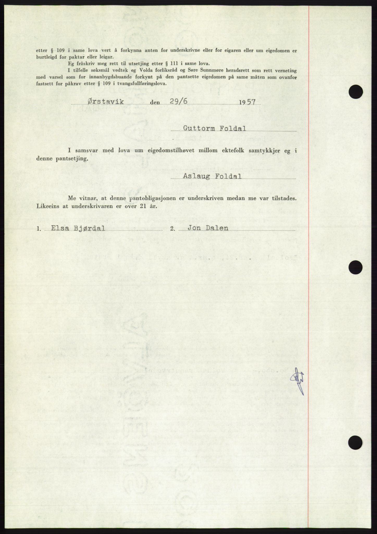 Søre Sunnmøre sorenskriveri, AV/SAT-A-4122/1/2/2C/L0130: Mortgage book no. 18B, 1957-1958, Diary no: : 1552/1957